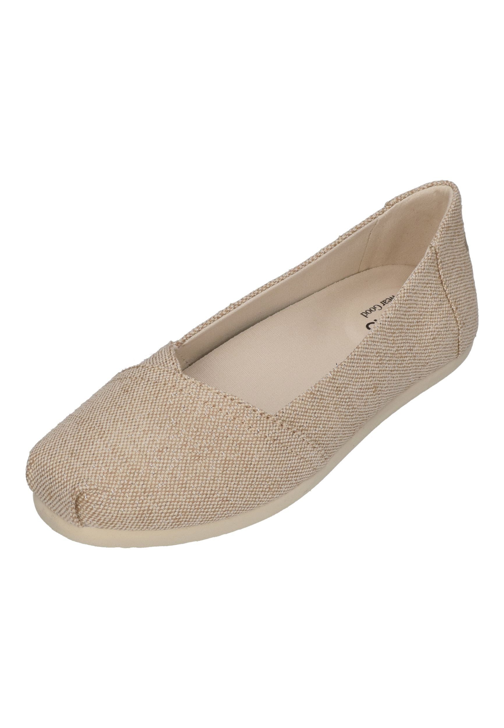 TOMS ALPARGATA BALLET Ballerina Champagne Tonal Sparkle Woven