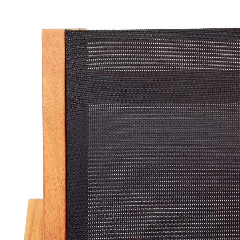 Eukalyptus Garten-Loungestuhl Textilene Schwarz furnicato und Massivholz Gartenstuhl