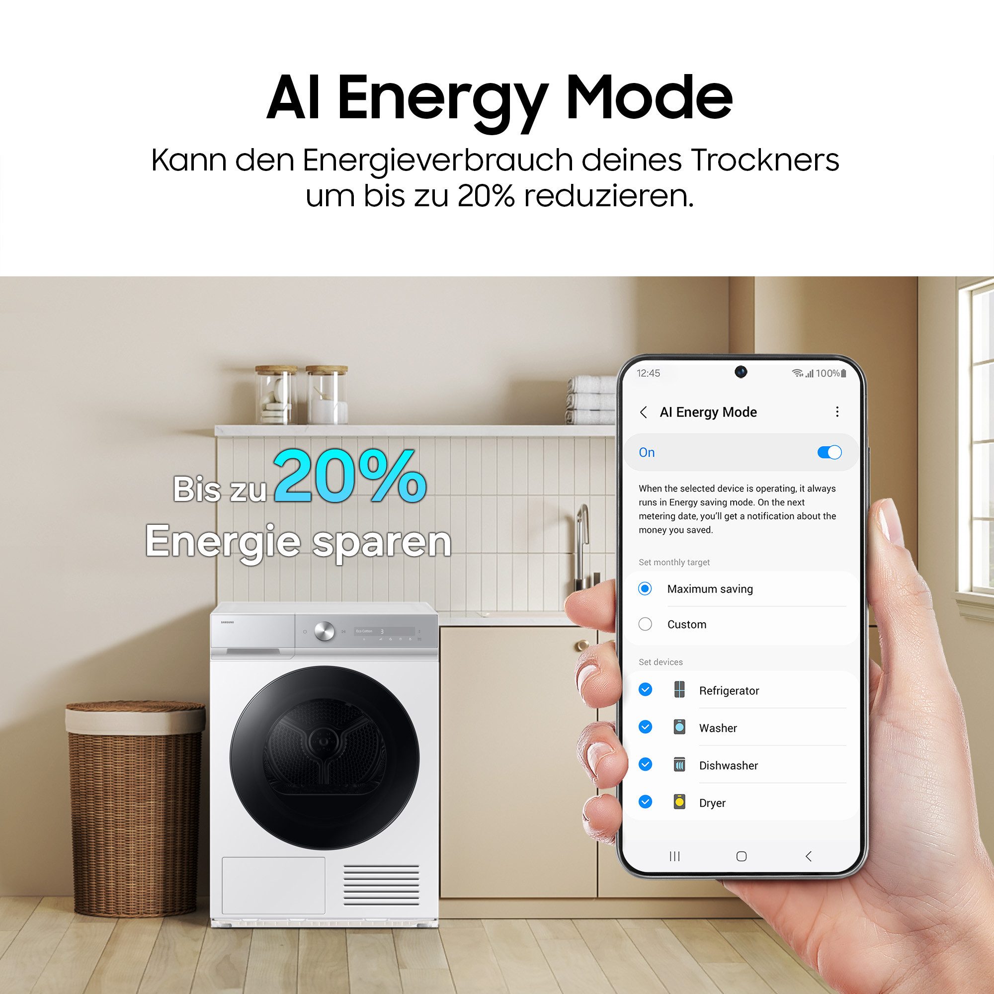 Samsung Wärmepumpentrockner DV8400D DV90DB8845GHU2, QuickDriveᵀᴹ Option ‑ Spart bis zu 35 % Zeit – Bild 4 von 5
