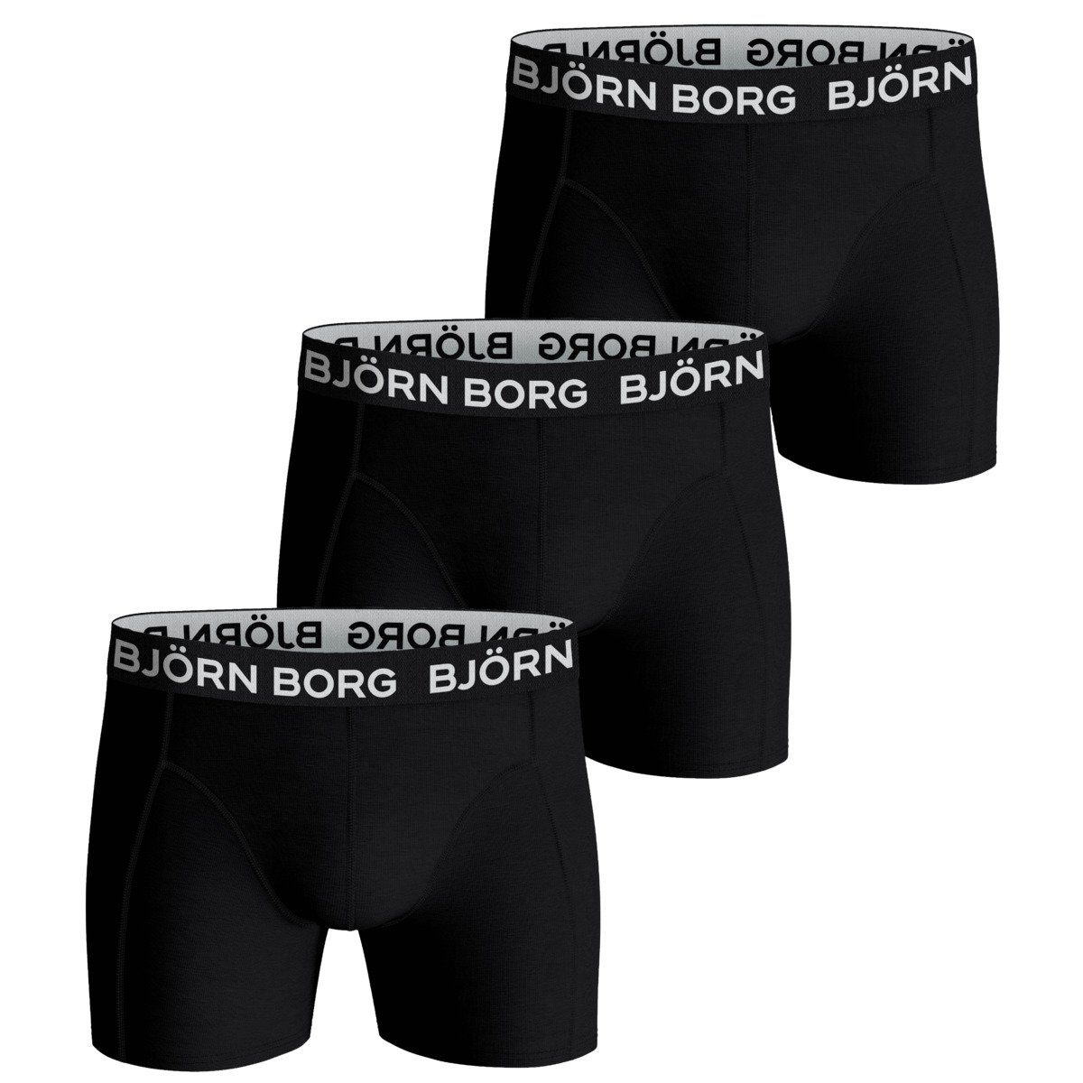 Björn Stretch Herren Cotton Borg 3er (3-St) Pack Boxershorts Solid