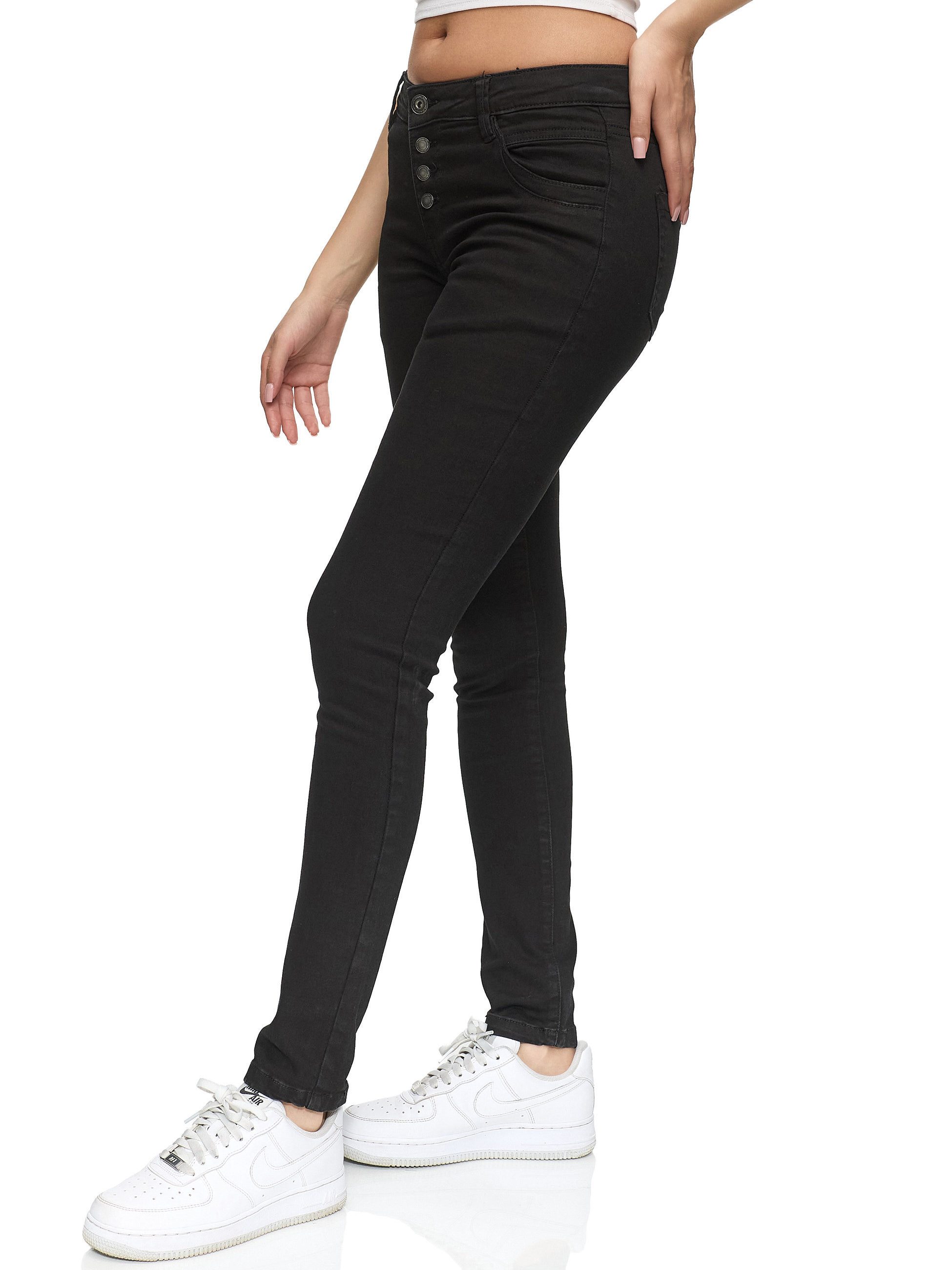REPUBLIX Stretch-Jeans ISLA Damen Knopf Mid Waist Stretch Denim Jeans – Bild 4 von 5