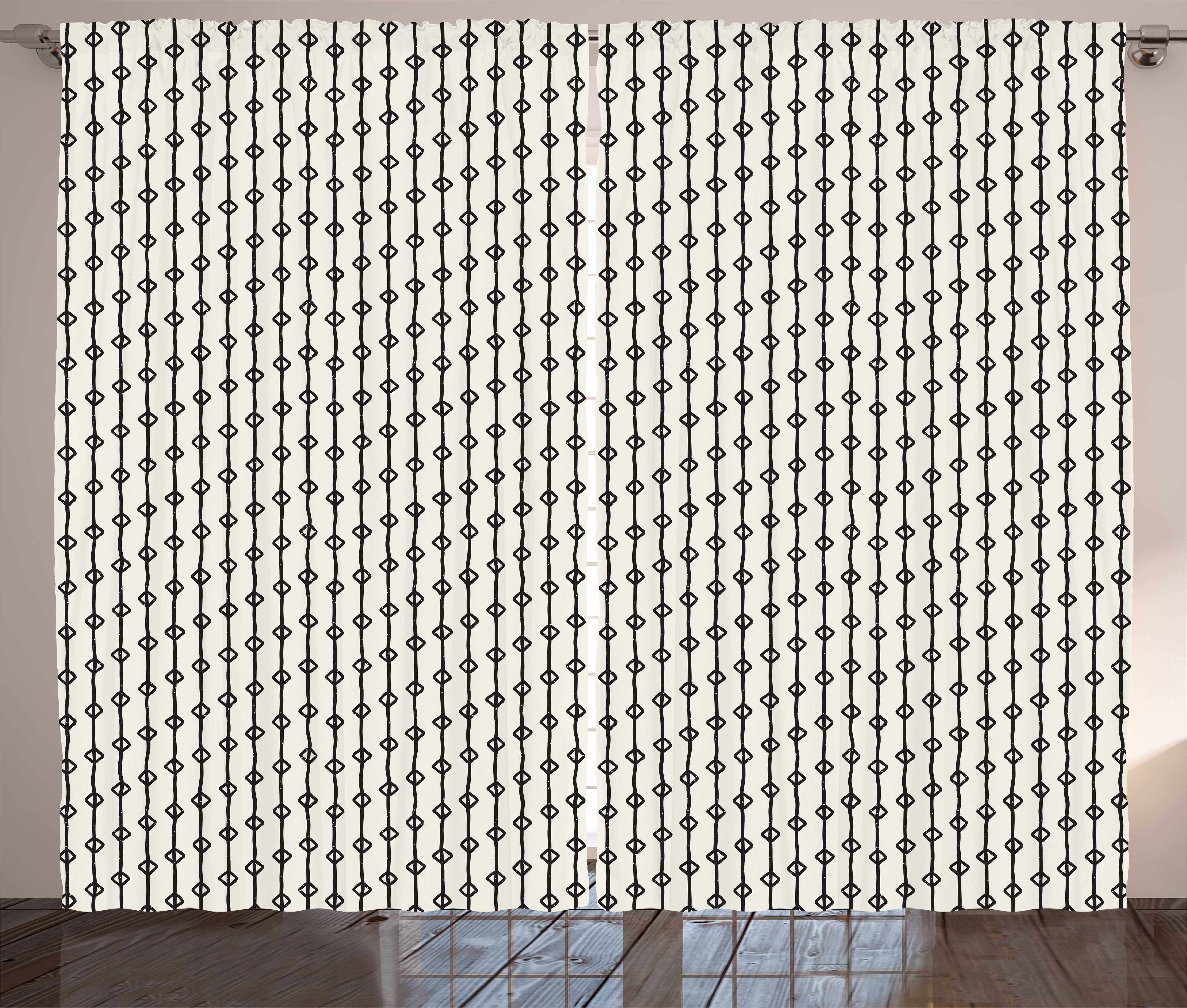 Gardine Schlafzimmer Vorhang auf Kunstformen mit und Haken, Linien Abakuhaus, Schlaufen Kräuselband Streifen