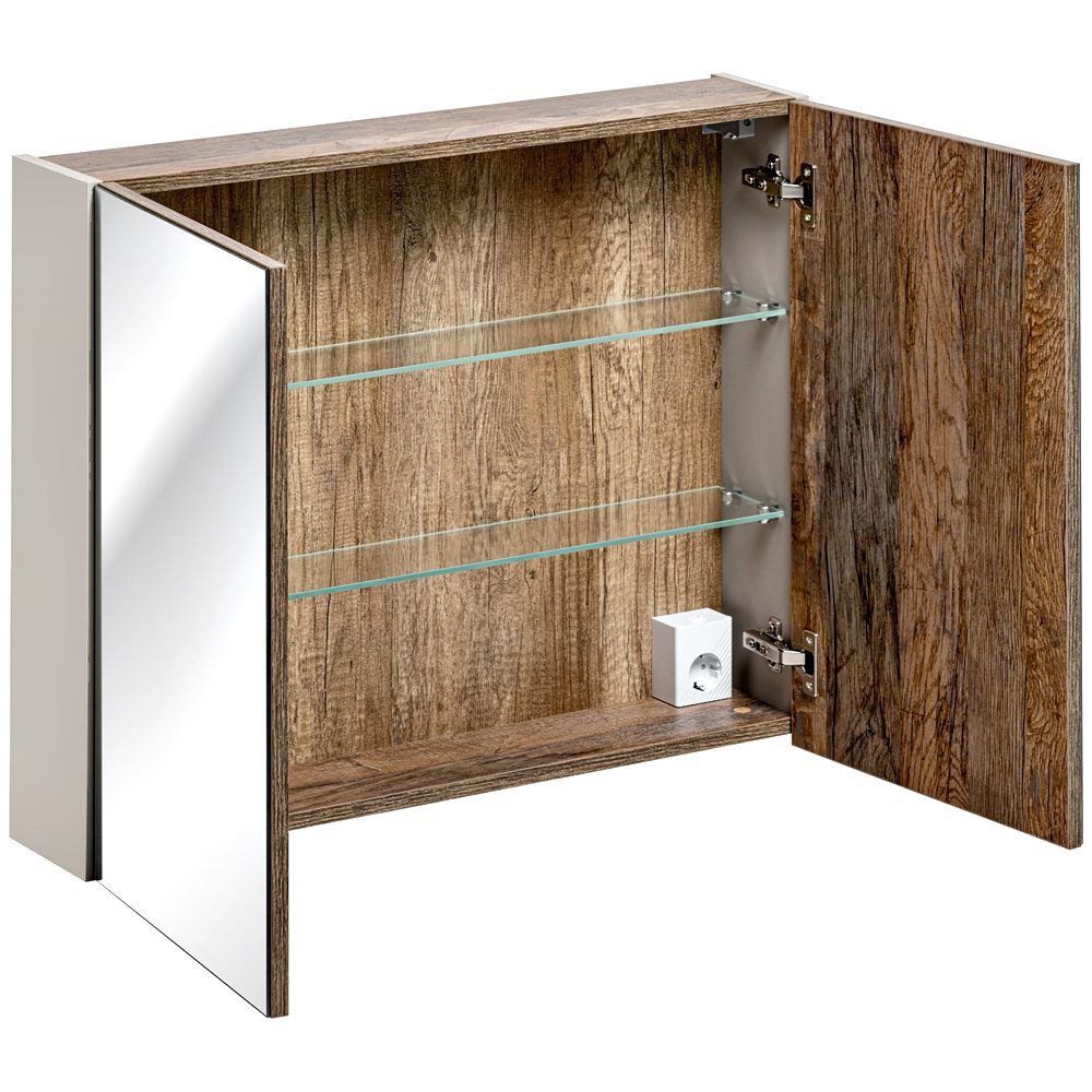 Lomadox Spiegelschrank PUEBLA-56-TAUPE 80cm in taupe günstig online kaufen