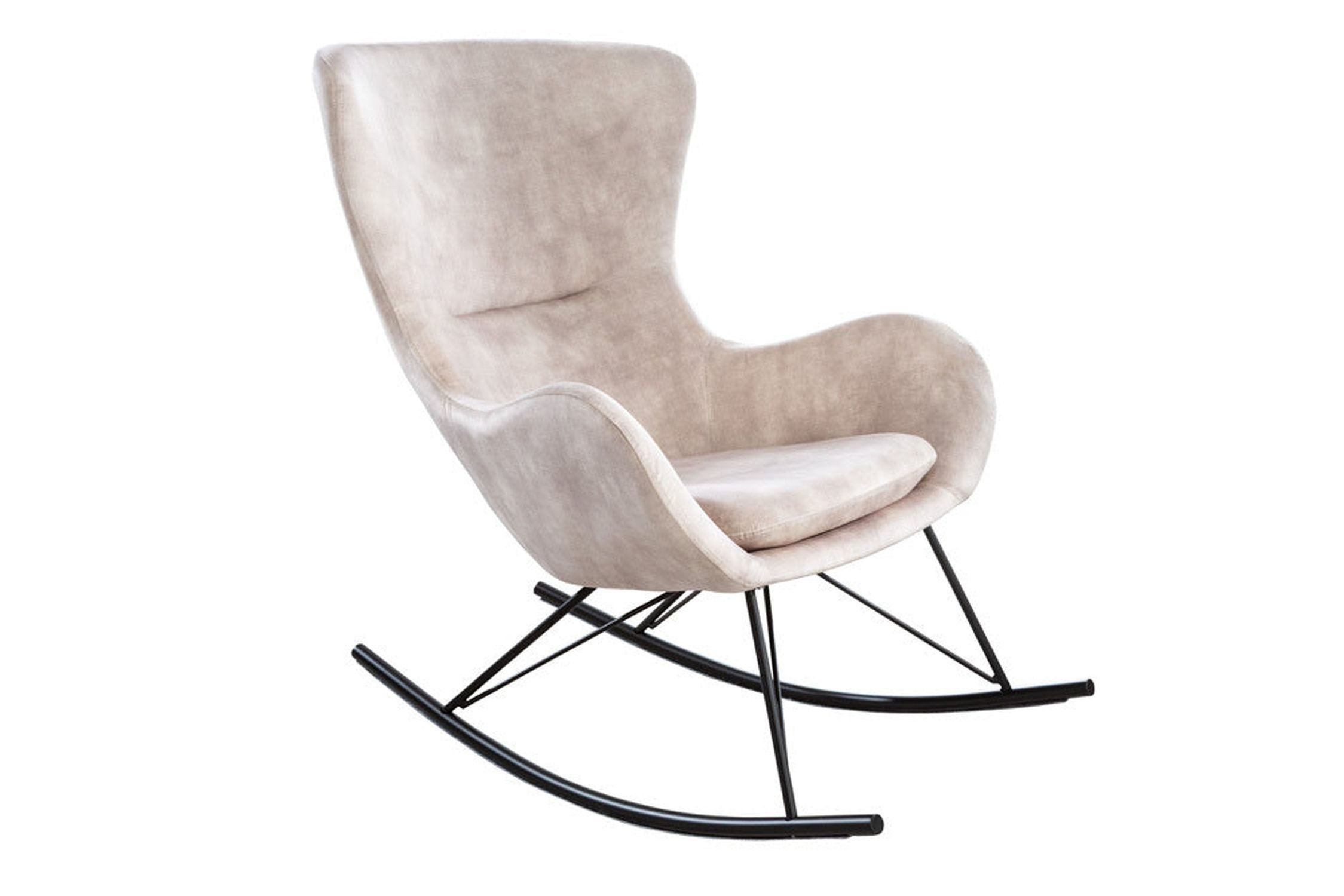 Licht-Erlebnisse Schaukelsessel ERIE, Schaukelsessel Samt Metall in Beige Creme Schwarz B: 77 cm