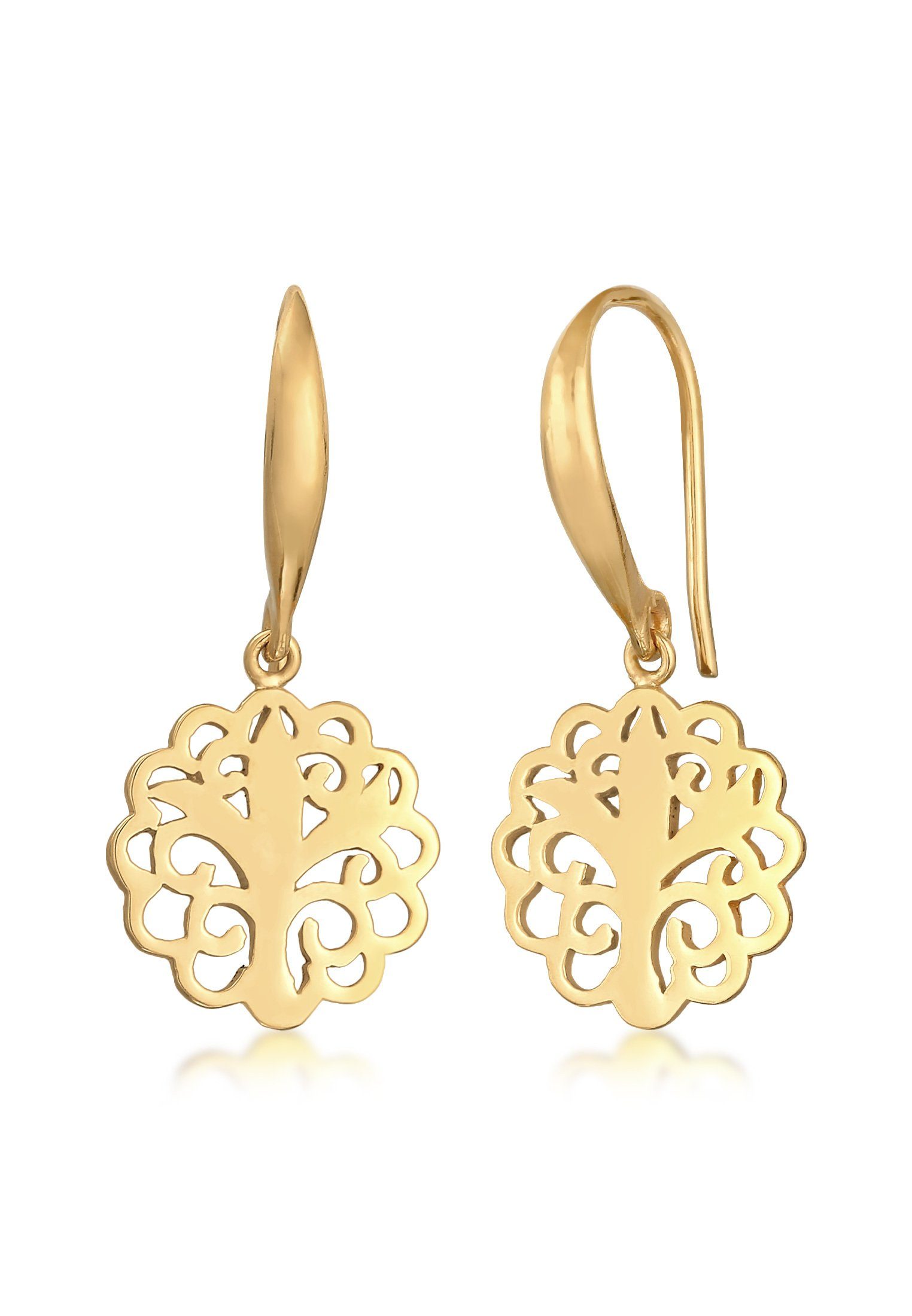 Elli Paar Ohrhänger Ohrhänger Ornament Floral Symbol 925 Silber, Ornament Gold