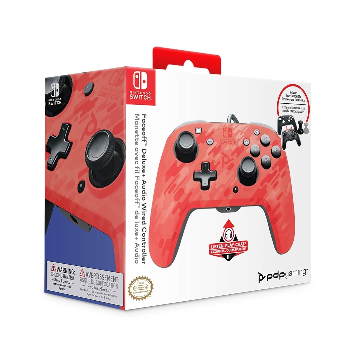 Nintendo Official Deluxe + Audio Wired Red Controller - Nintendo Switch Controller