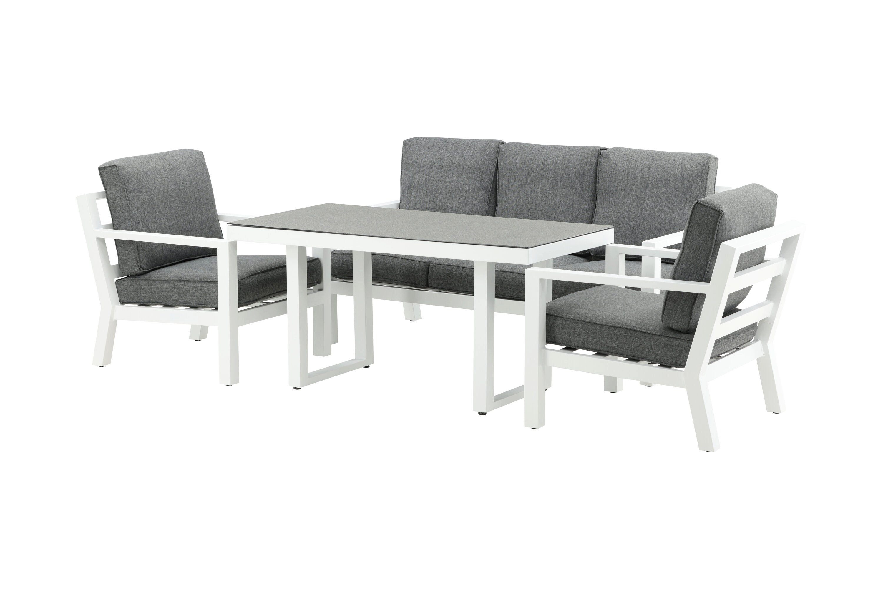 Luxusbetten24 Gartenlounge-Set Jenni, mit eleganten, weißen Aluminiumrahmen