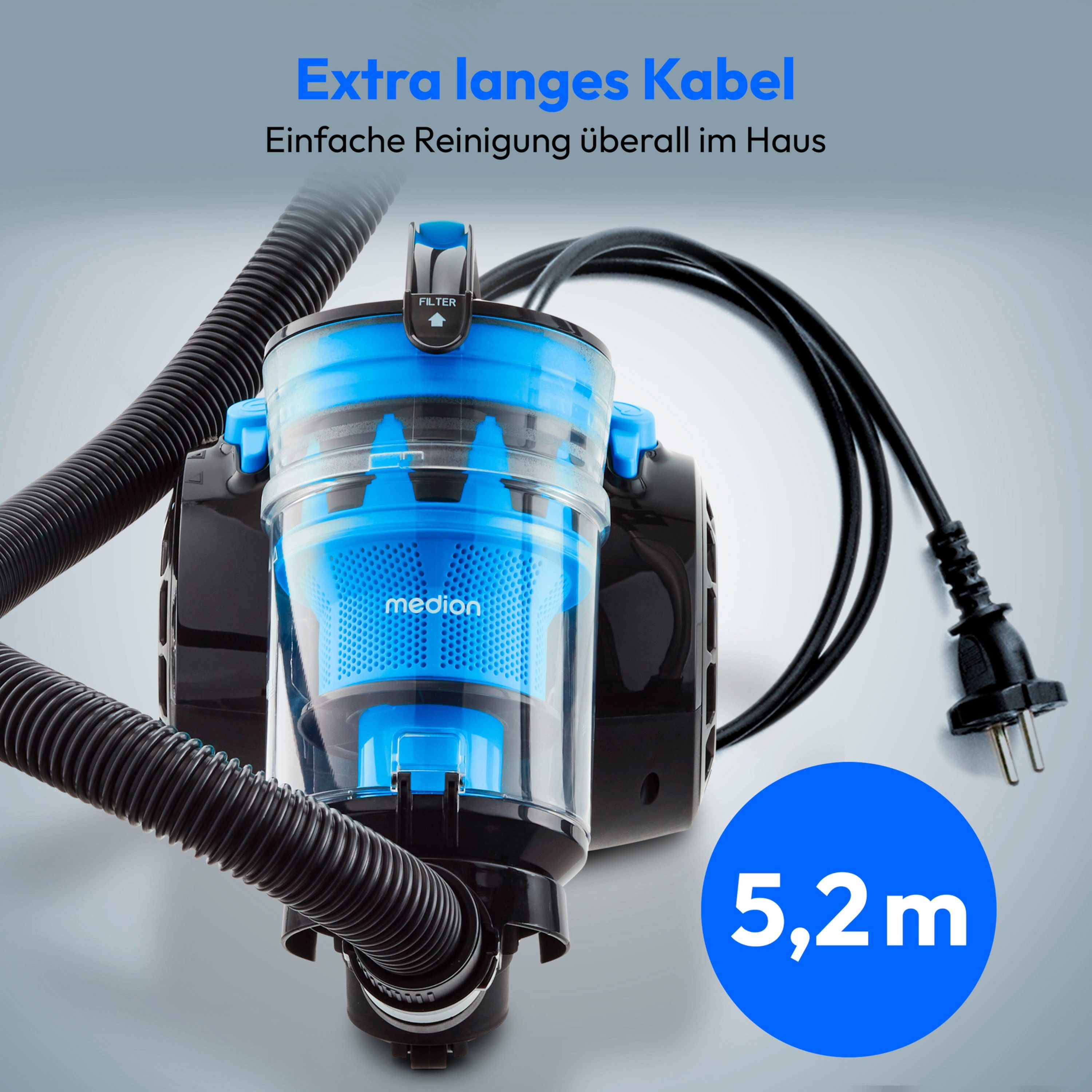 Medion® Bodenstaubsauger Beutelloser Zyklon-Staubsauger MEDION LIFE P2000 (MD 11905), 700 W, beutellos, P3000