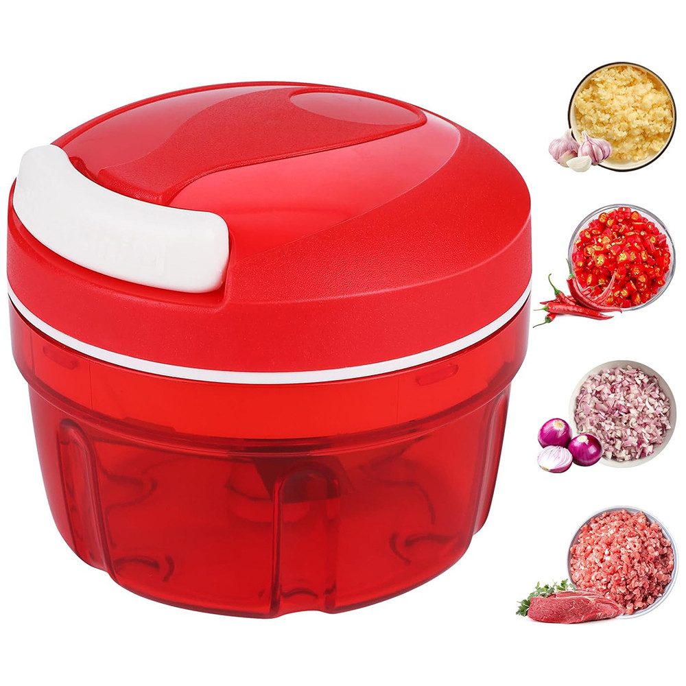 NUODWELL Измельчитель лука Zwiebelschneider Manuell, 300ml Zwiebel Zerkleinerer mit Seilzug, Für Chili/Zwiebeln/Gemüse/Nüsse/Fleisch/Knoblauch/Püree-Lebensmittel