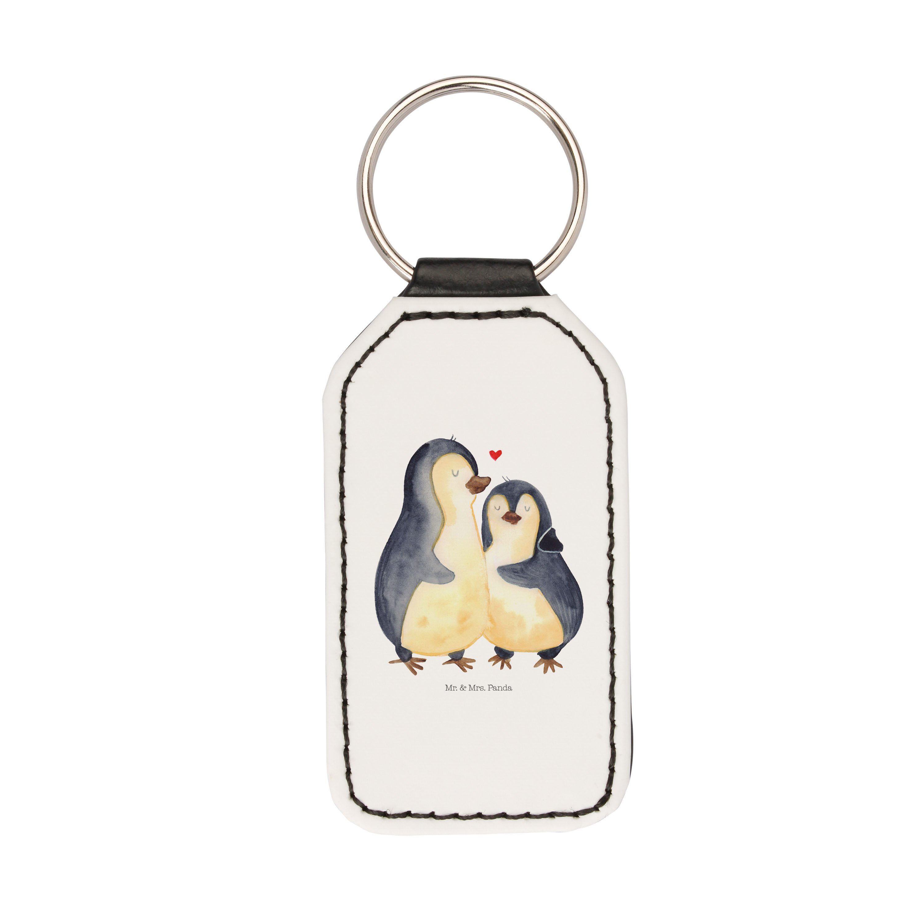 umarmend Weiß Pinguin - Mr. Panda Glü (1-tlg) Verlobung, Schlüsselanhänger, - Mrs. Geschenk, & Schlüsselanhänger