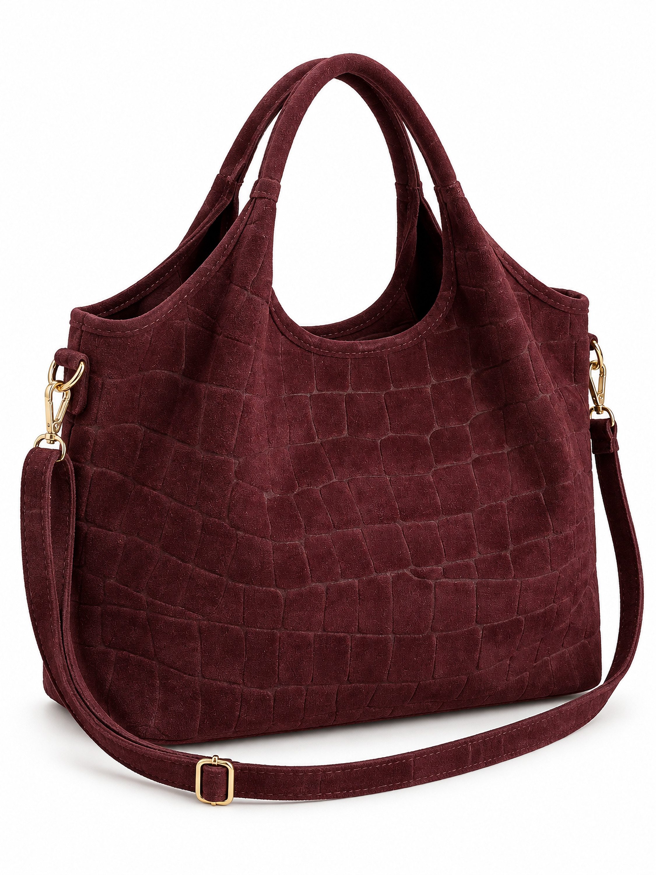 COLLEZIONE ALESSANDRO Henkeltasche Lucca, aus Kroko-Velour, Made in Italy