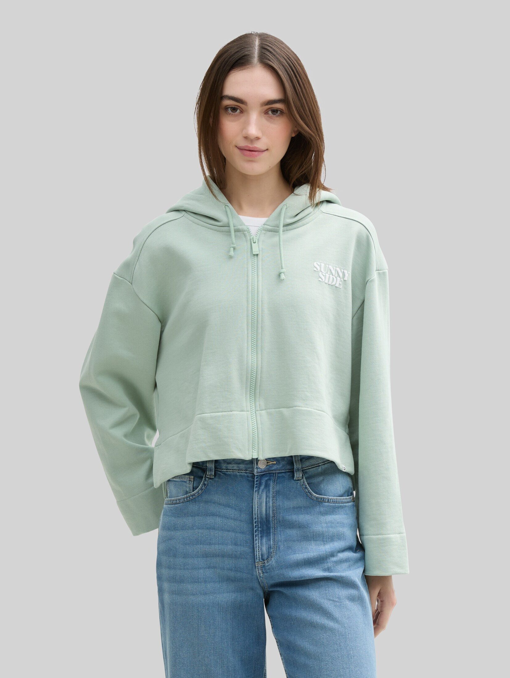 TOM TAILOR Denim Sweatjacke Strick & Sweatshirts Oversize Hoodie Sweatjacke mit Print