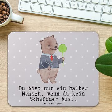 Mr. & Mrs. Panda Mauspad Schaffner Herz - Grau Pastell - Geschenk, Jubiläum, Mousepad, Mauspad (1-St), Ergonomisch geformt