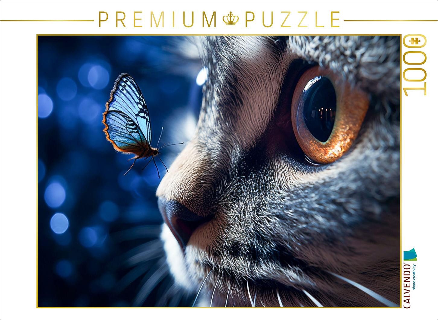 Puzzle CALVENDO Puzzle Ein Motiv aus dem Kalender Die Katze und der Schmetter