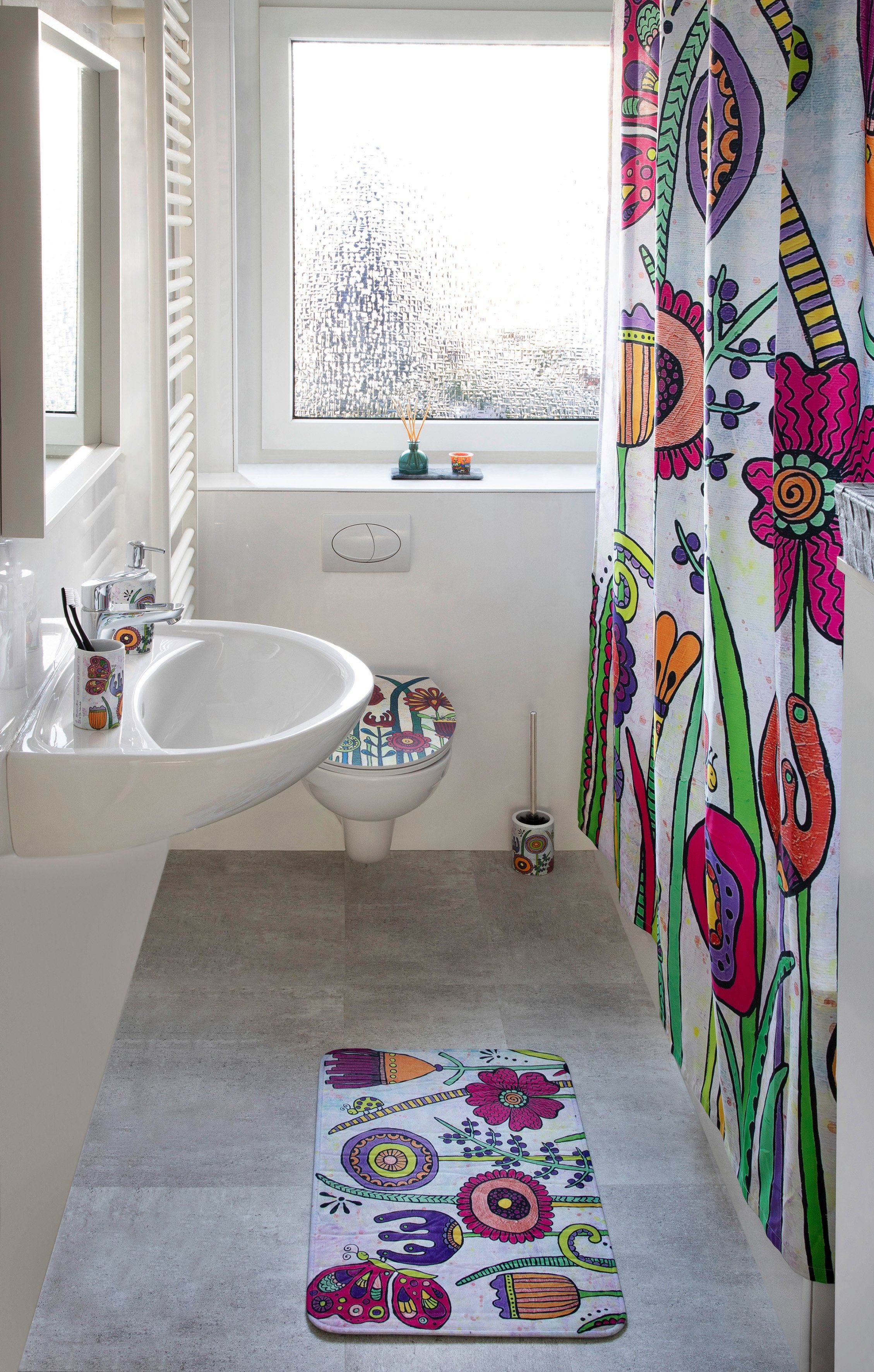 WENKO WC-Garnitur Rollin'Art Full Bloom, inkl. freistehend, WC-Bürste