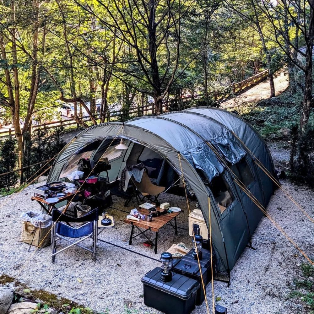 CampFeuer Tunnelzelt Zelt Relax6 für 6 Personen, 5000 mm Wassersäule, Oliv/Grau, XXL Tunnel, Personen: 6