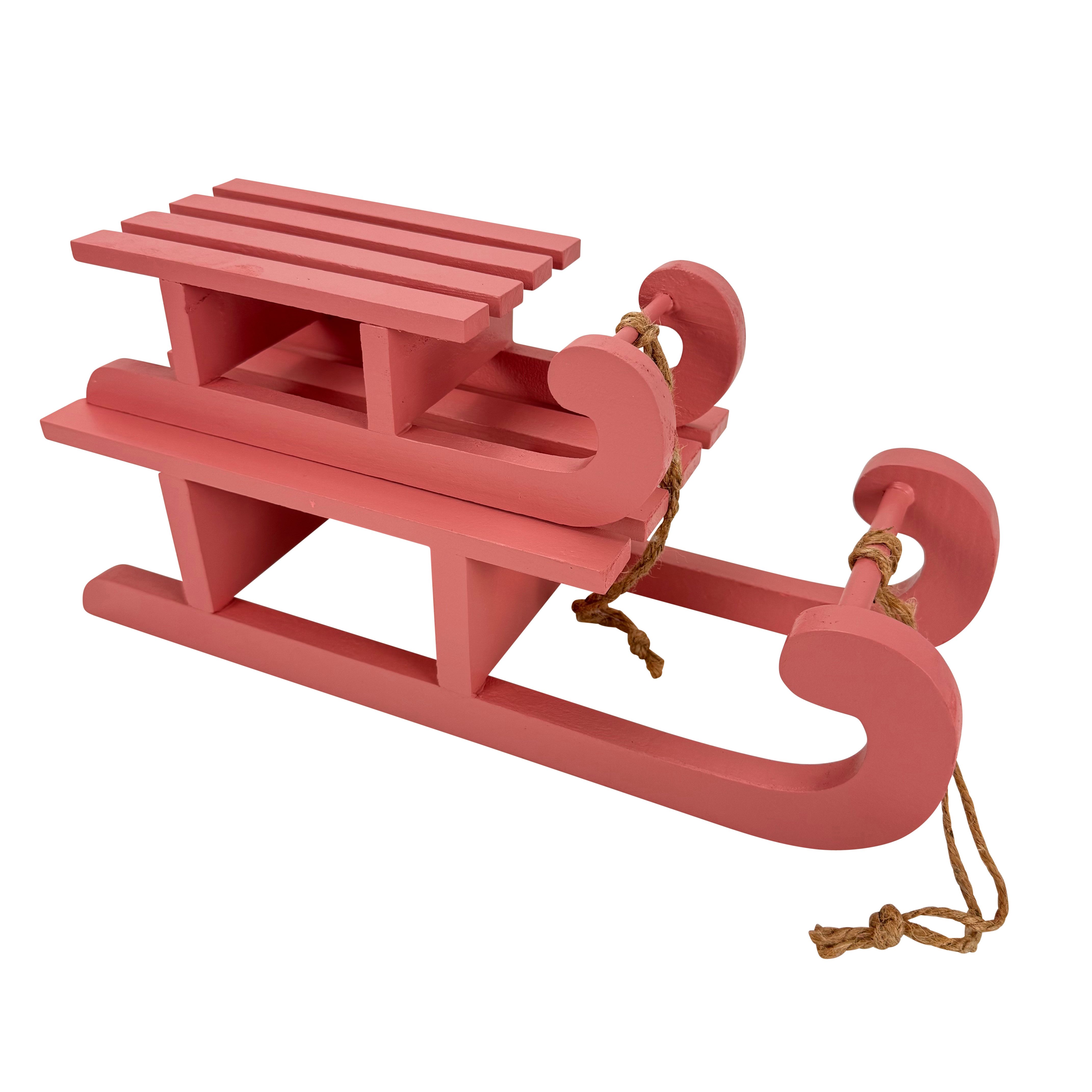 Online-Fuchs Dekofigur - 2 Schlitten aus Holz als Weihnachtsbaum Dekoration - Winterdeko (inklusive Bastseil, charmantes, nostalgisches Design), 25 und 37 cm la – Bild 3 von 3