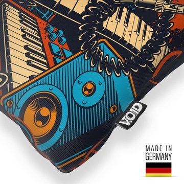 Kissenbezug, VOID (1 Stück), Sofa-Kissen Violinschlüssel cartoon Musik dj Mikrofon Kopfhörer plugs note cd Musik instrument funk Muster Jazz