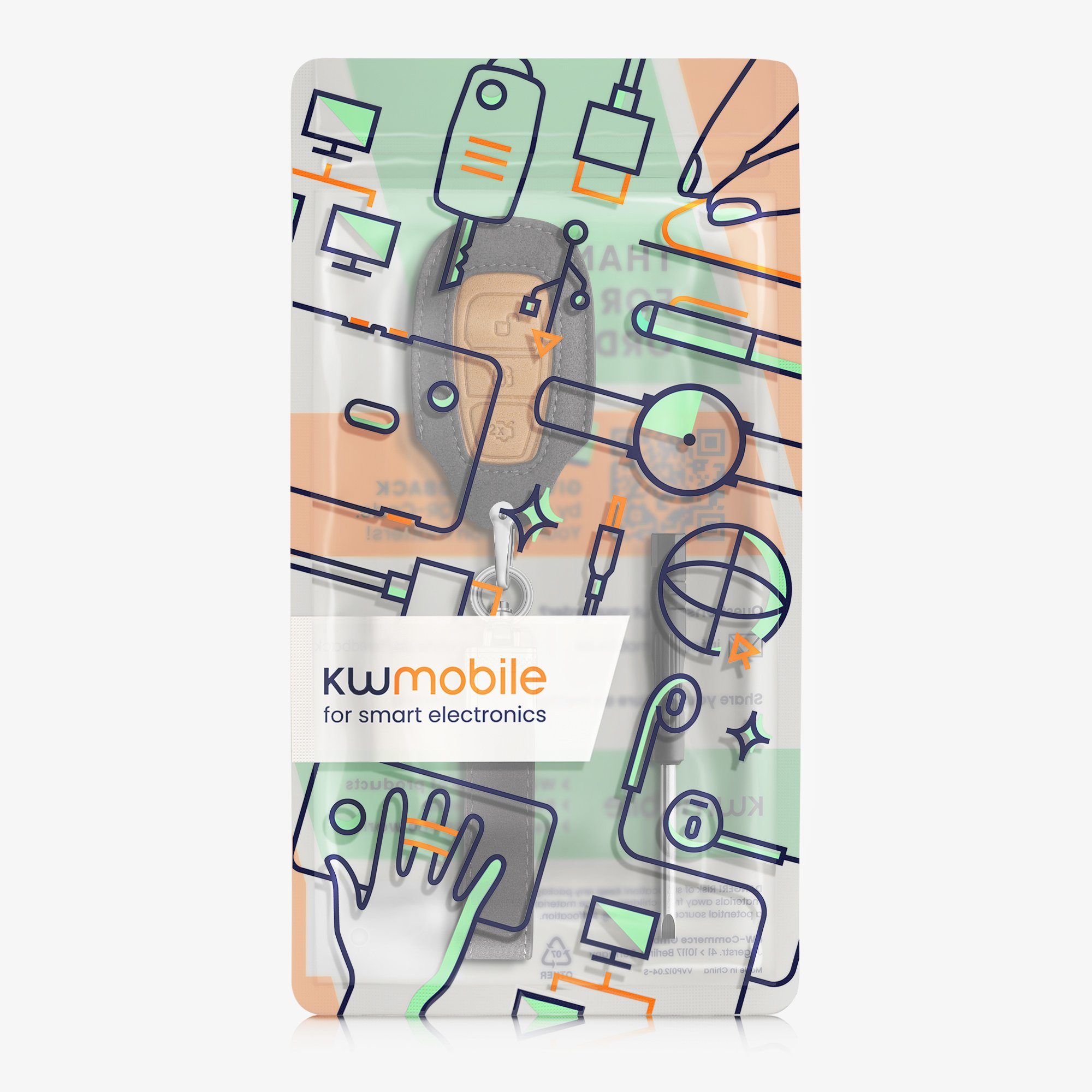 Case für kwmobile Braun Schlüssel Hülle Grau in - Autoschlüssel Ford, Schlüsseltasche Schlüsselhülle Kunstleder Cover