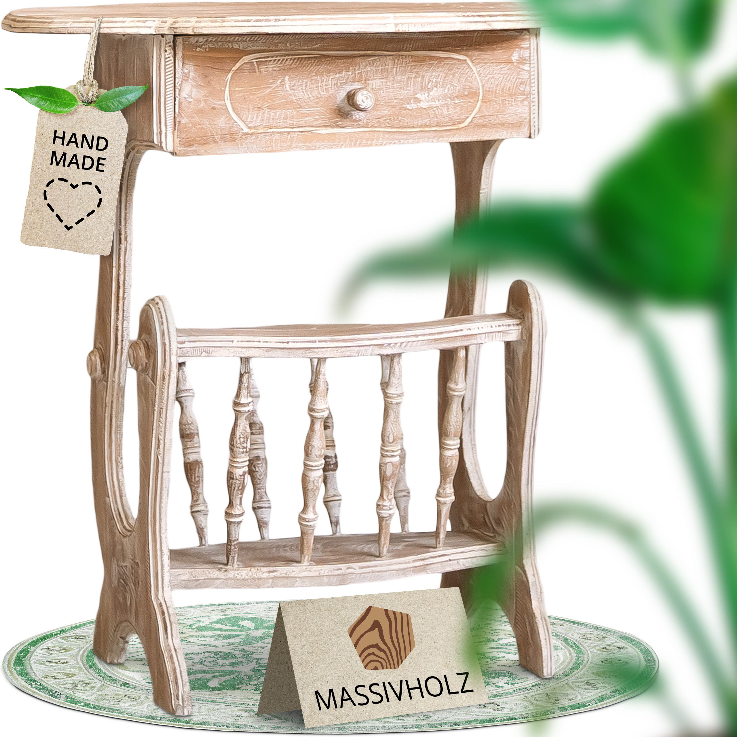 livasia Nachttisch livasia Bali Nachttisch mit Schublade, Teakholz 35x56x62cm