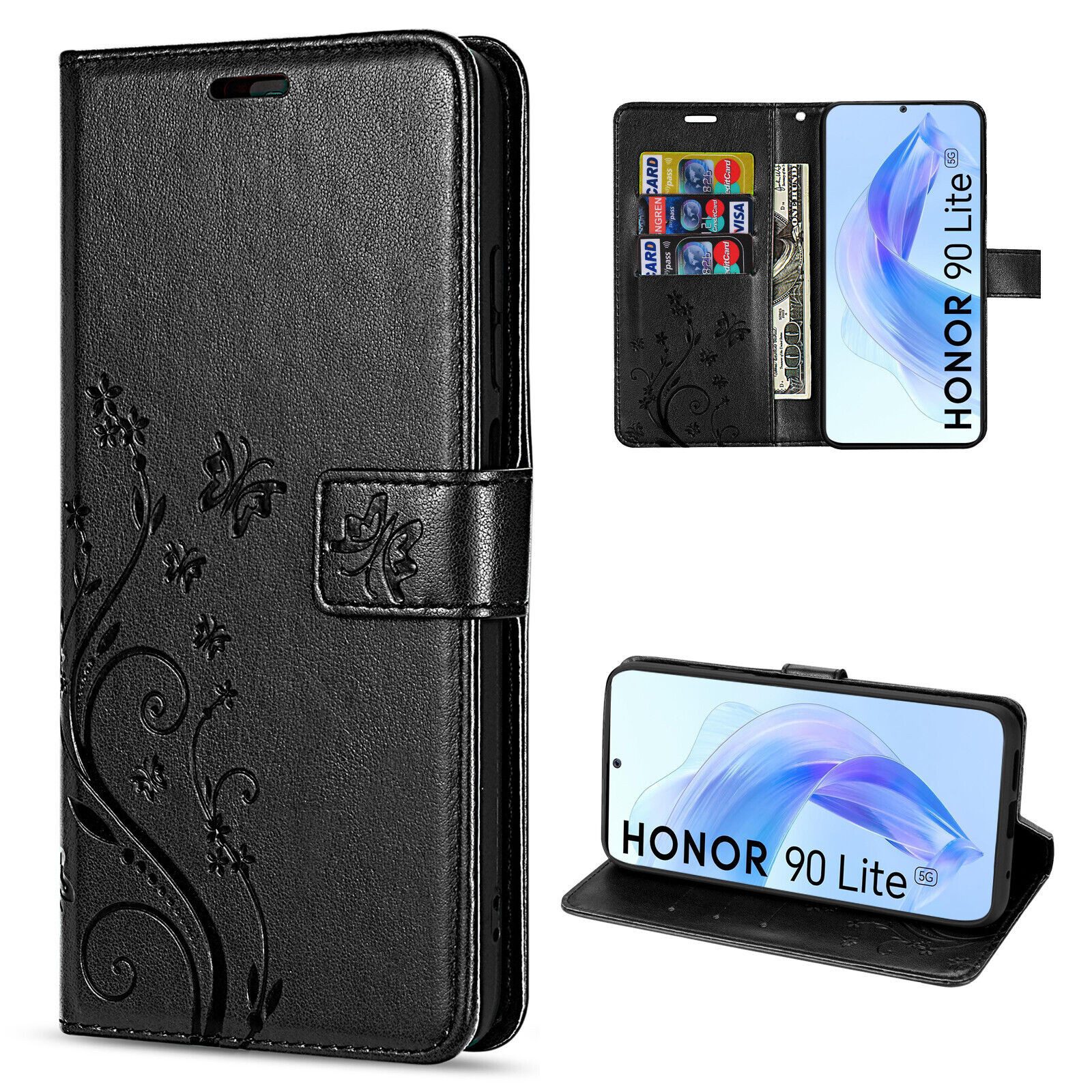 betterfon Handyhülle Handytasche für Honor 90 Lite Schutzhülle Klapphülle, Bookstyle-Hülle: Magnetverschluss 3 Kartenfächer & Standfunktion