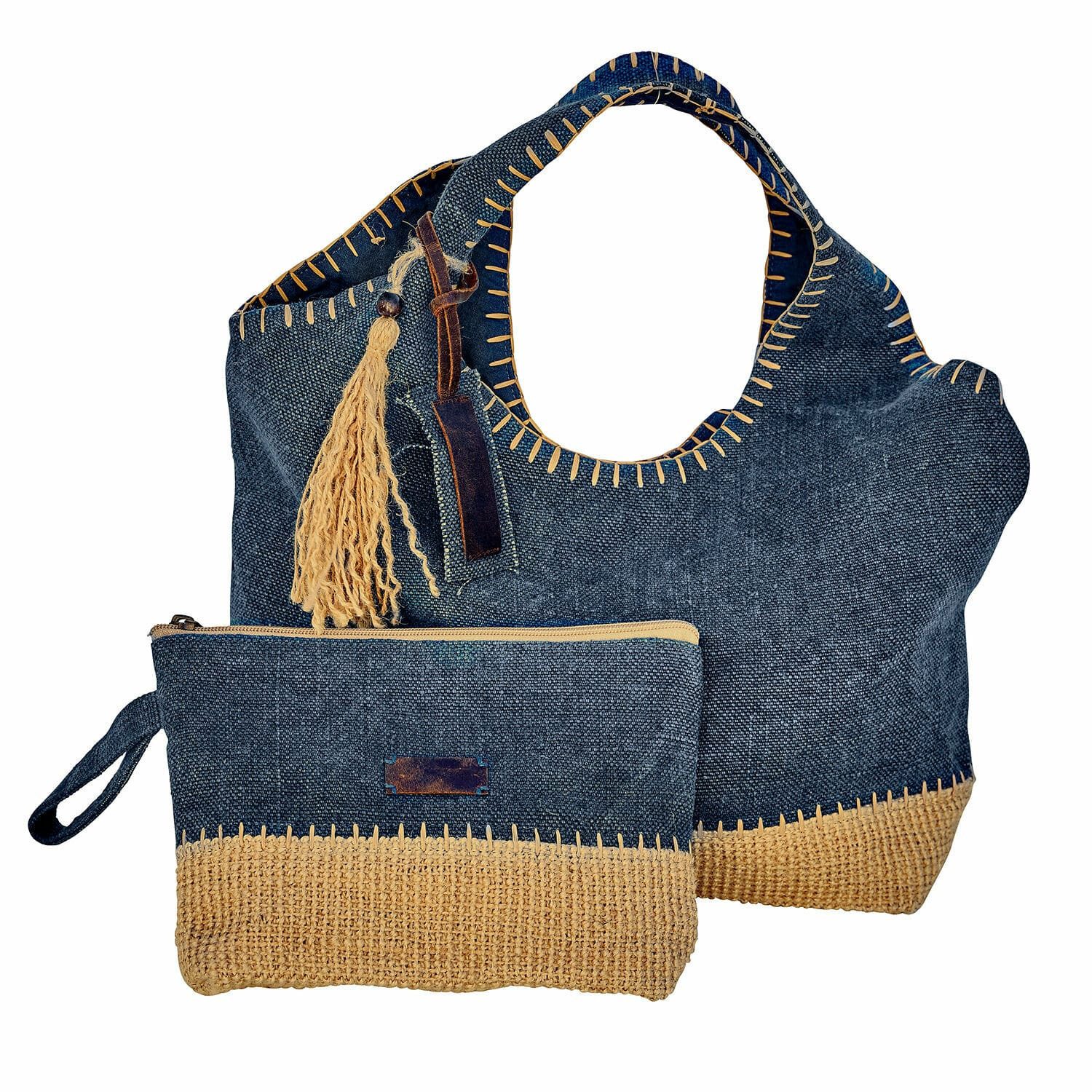 Handtasche Tasche 2er Set Cacula blau/creme