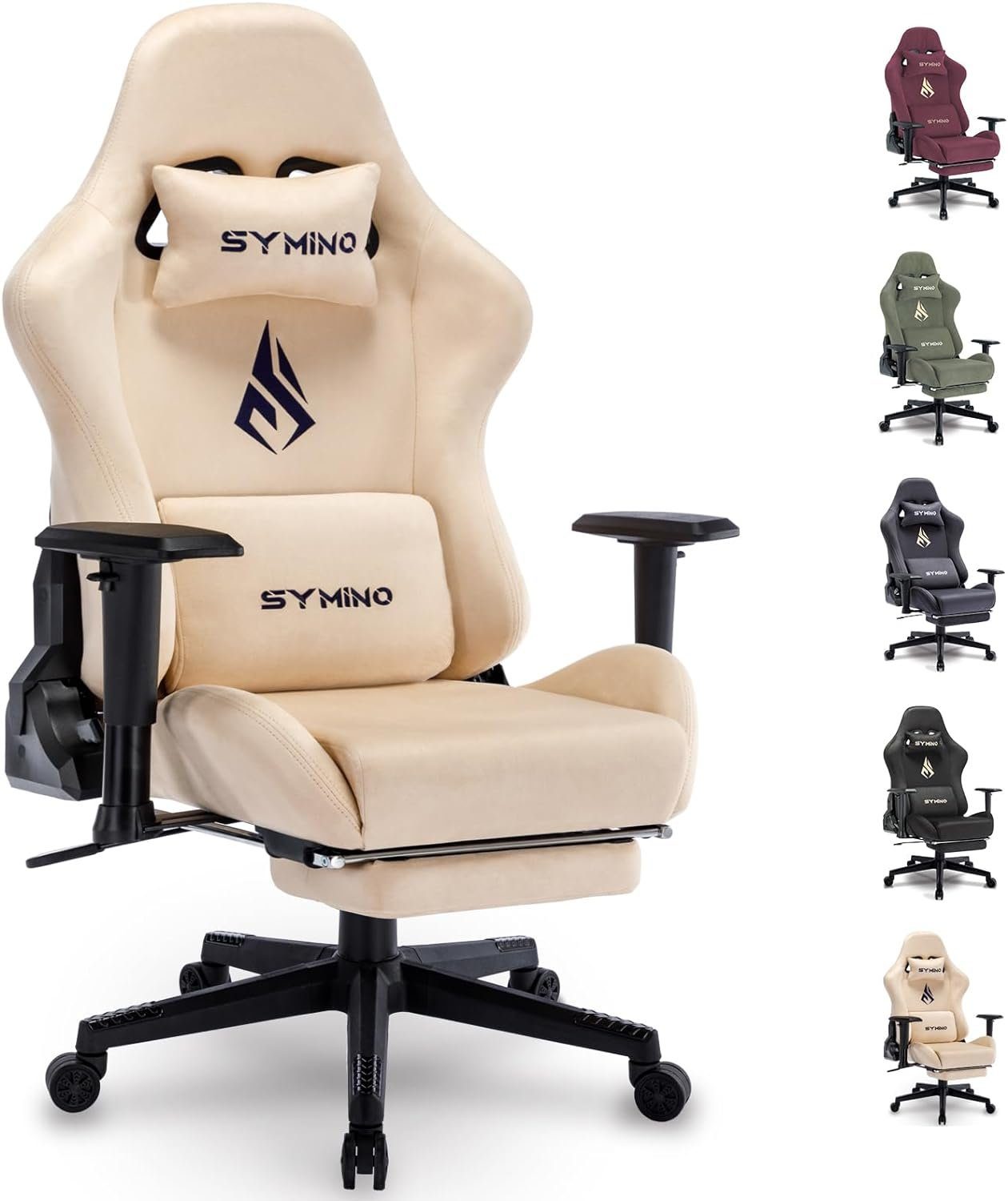 symino Gaming Chair bürostuhl Racing Burostuhl,Schreibtischstuhl ergonomischer gaming stuhl (Ergonomischer Sitz), mit pu-leder fußstütze stuhl Verstellbarer