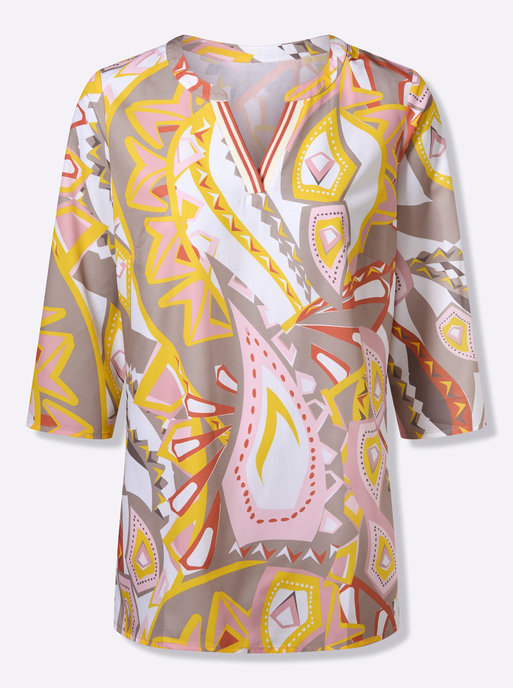 Sieh an! Klassische Bluse Longbluse 3/4-Arm