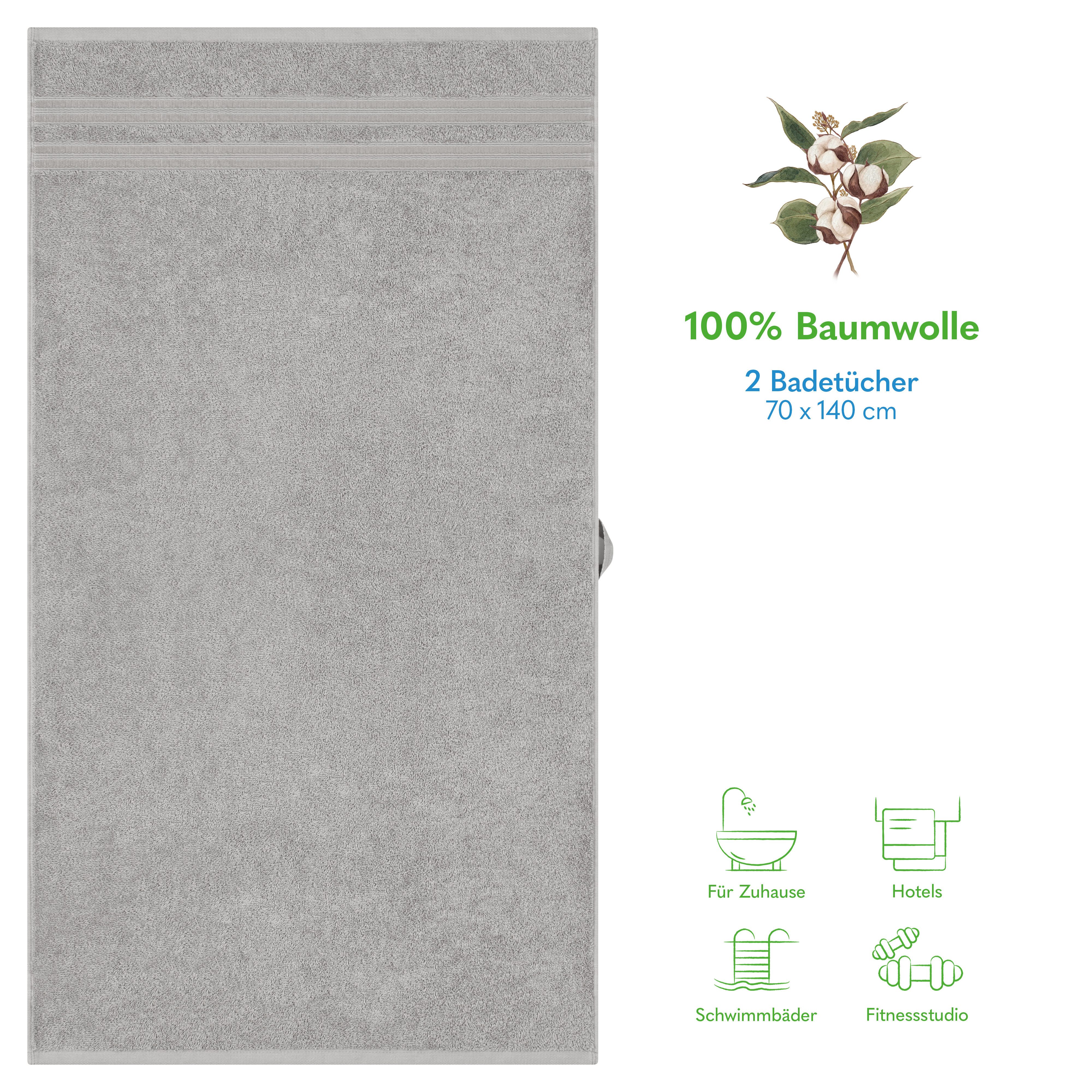 HAMMETEX Duschtuch 2er Set Badetücher 70x140 cm, 100% Baumwolle, Weich & Sa günstig online kaufen