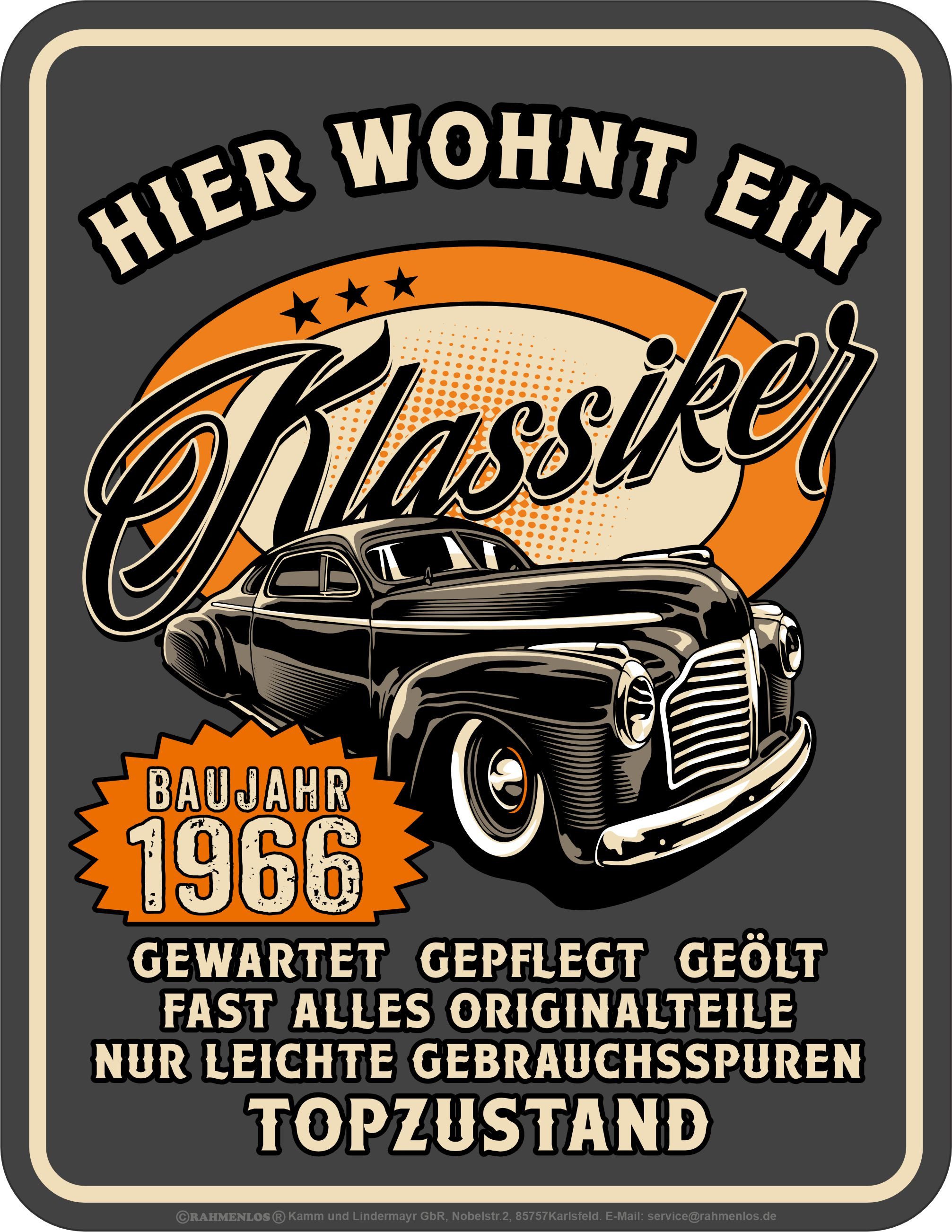LOBO NEGRO® Metallschild als Geschenk oder Deko zum 60. Geburtstag: Klassiker Jahrgang 1966