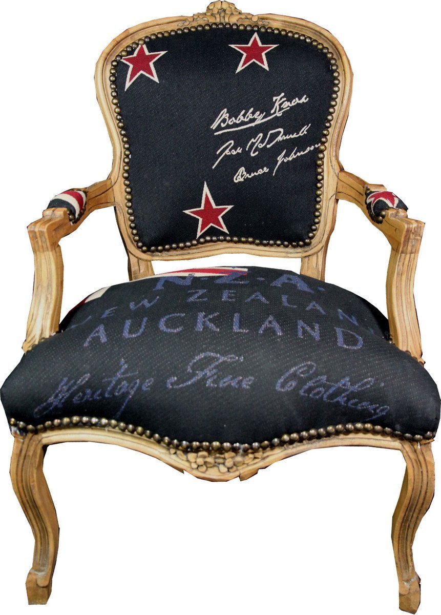 Casa Padrino Besucherstuhl Barock Salon Stuhl New Zealand / Holzfarbig - Neuseeland Fashion Möbel