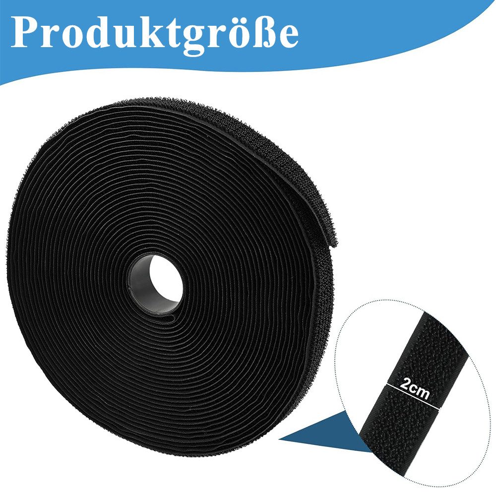 AFKSMILE Kabelbinder 10m Klettband mit 50 Metallschnalle, Freie Schnittlänge Klettbänder Wiederverschließbar Klett Kabelbinder für Kabel Schläuche Rohre usw