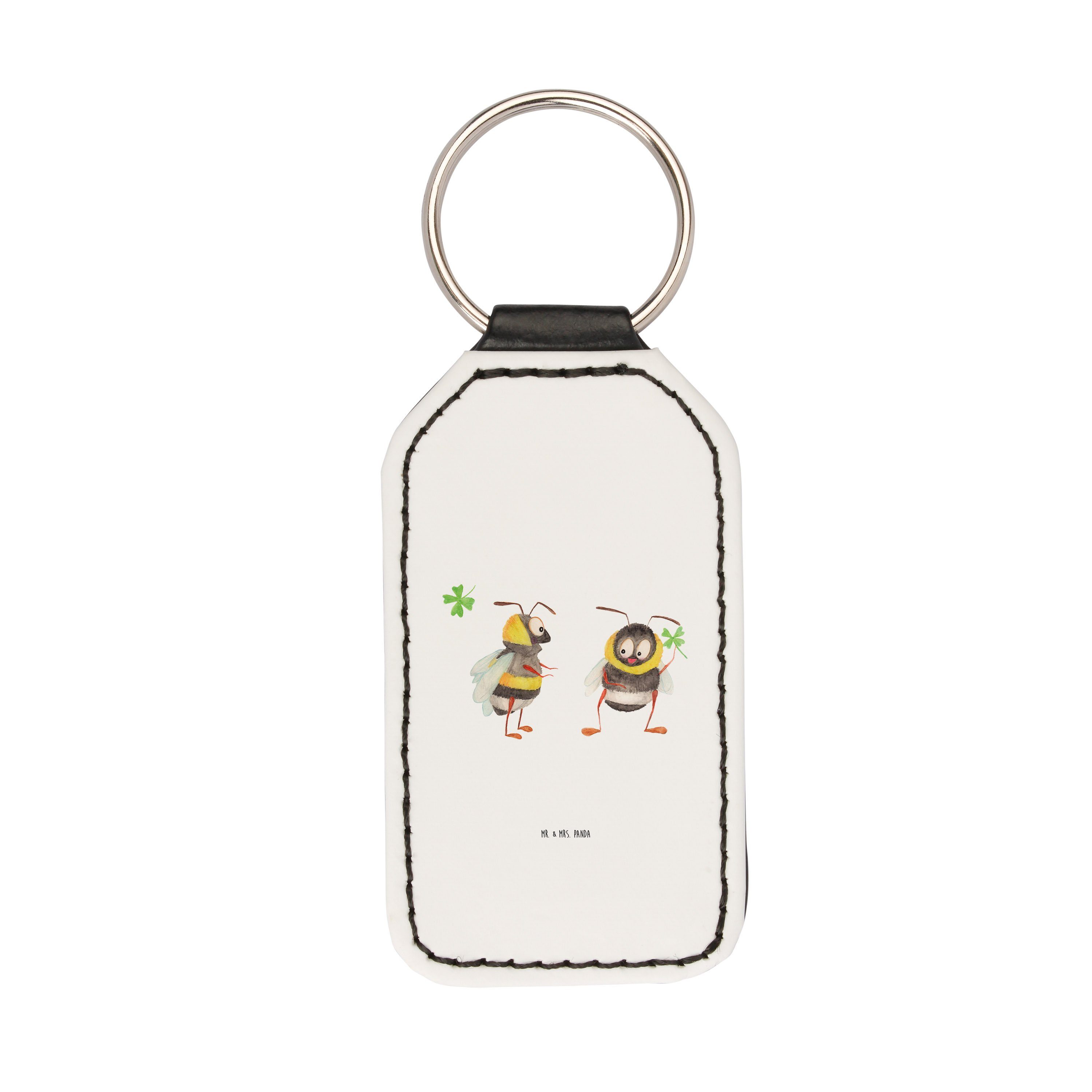 Mr. & Mrs. Panda Schlüsselanhänger Hummeln mit Kleeblatt - Weiß - Geschenk, Taschenanhänger, Schutzengel (1-tlg)