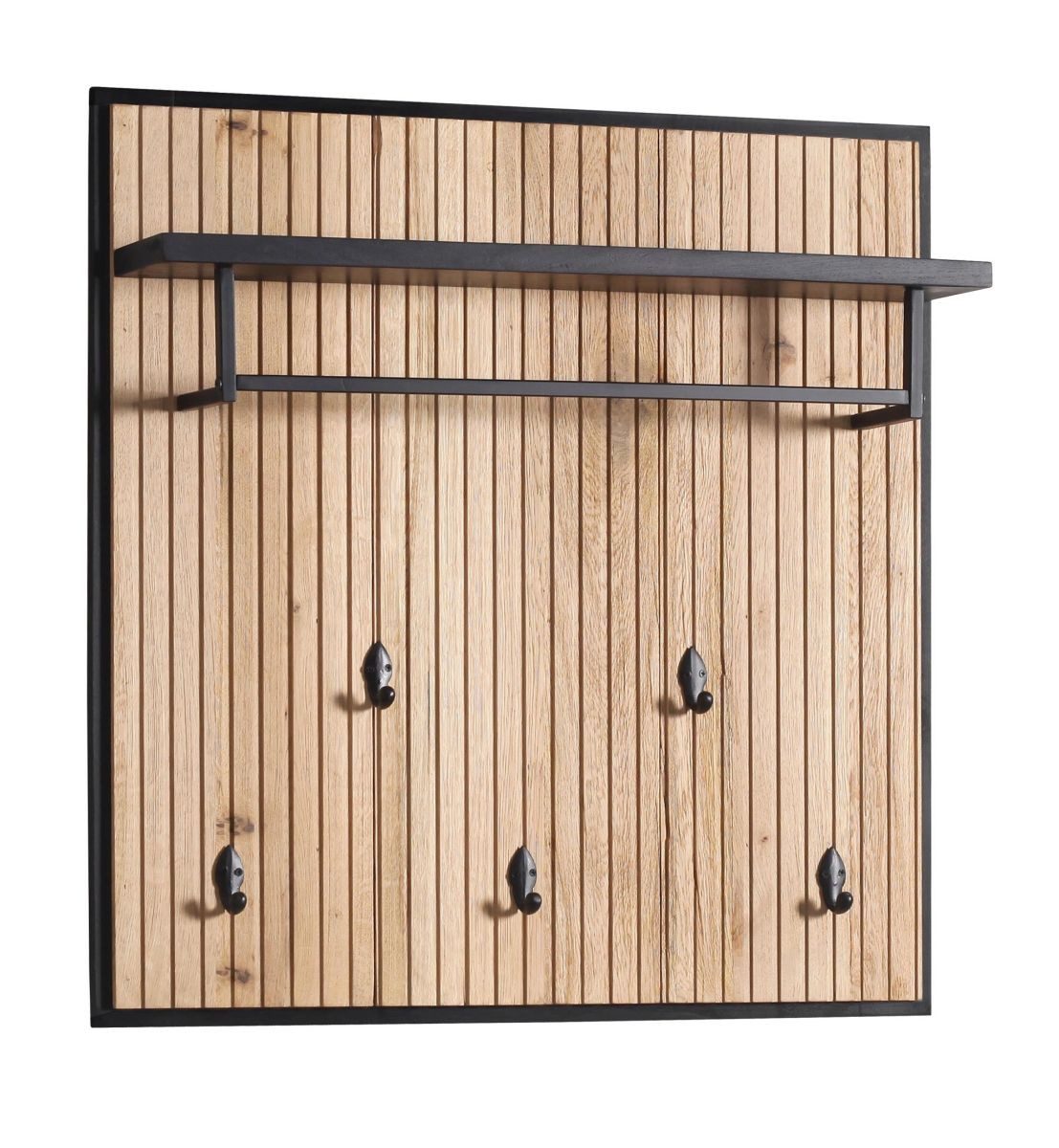 WOLF MÖBEL Garderobenhalter NAMIBIA Garderobe mit 1 Kleiderstange / 1 Ablage / 5 Haken (88 x 18 x 88), NAMIBIA Garderobe mit 1 Kleiderstange / 1 Ablage / 5 Haken