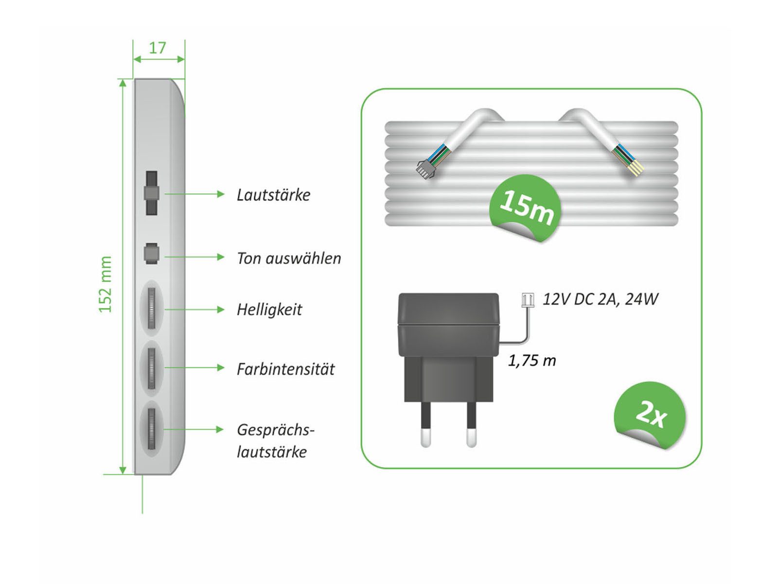Elro Video-Türsprechanlage (Außenbereich, 5-tlg., mit Full HD Nachtsichtkamera, Gegensprechanlage und Türöffner Funktion)