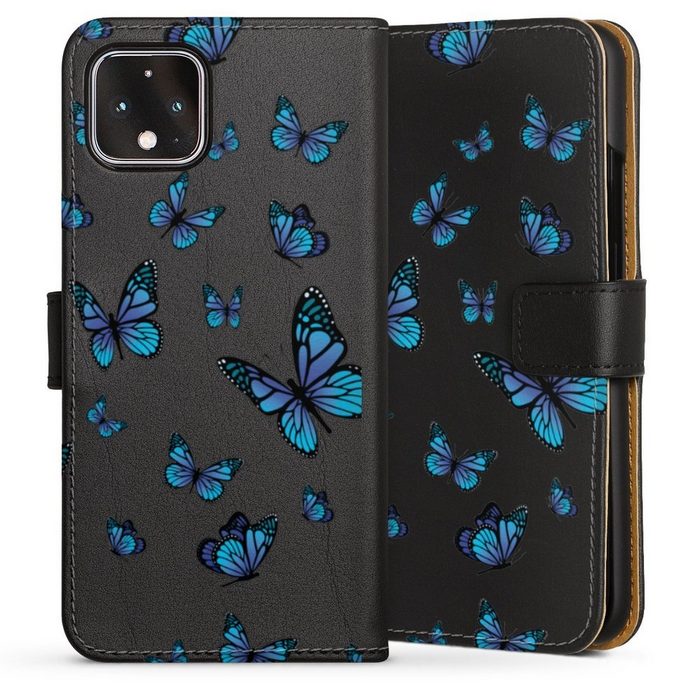 DeinDesign Handyhülle Schmetterling Muster transparent Butterfly Pattern Transparent Google Pixel 4 Hülle Handy Flip Case Wallet Cover Handytasche Leder