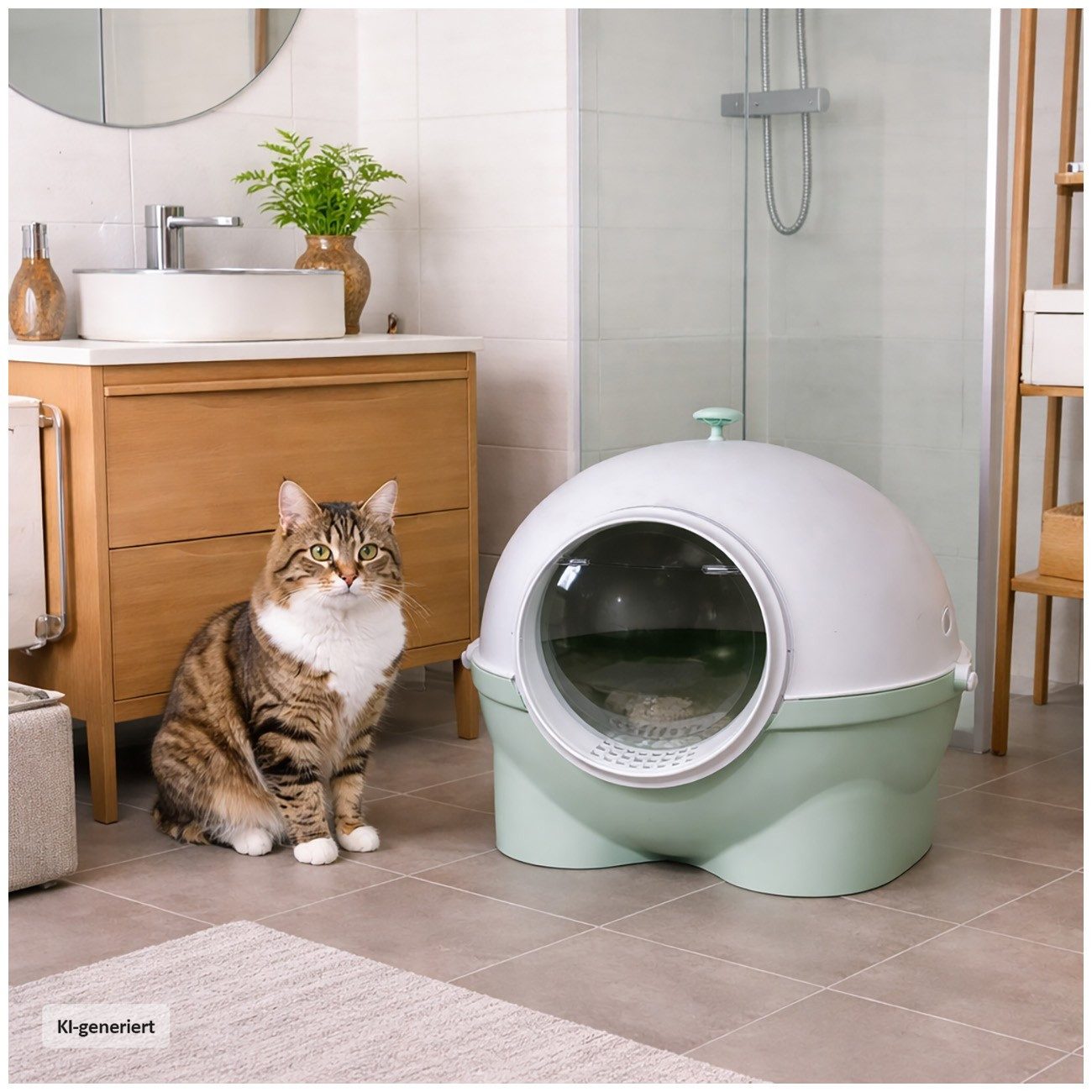 HTI-Living Katzentoilette Katzen WC aus Kunststoff mit Einstieg und Streuschaufel