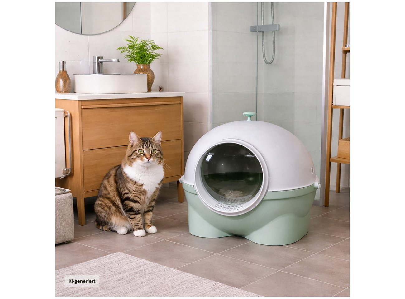 HTI-Living Katzentoilette Katzen WC aus Kunststoff mit Einstieg und Streuschaufel