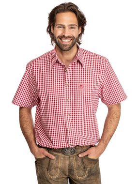 OS-Trachten Trachtenhemd Karo Kurzarmhemd ALZACH rot (Regular Fit)