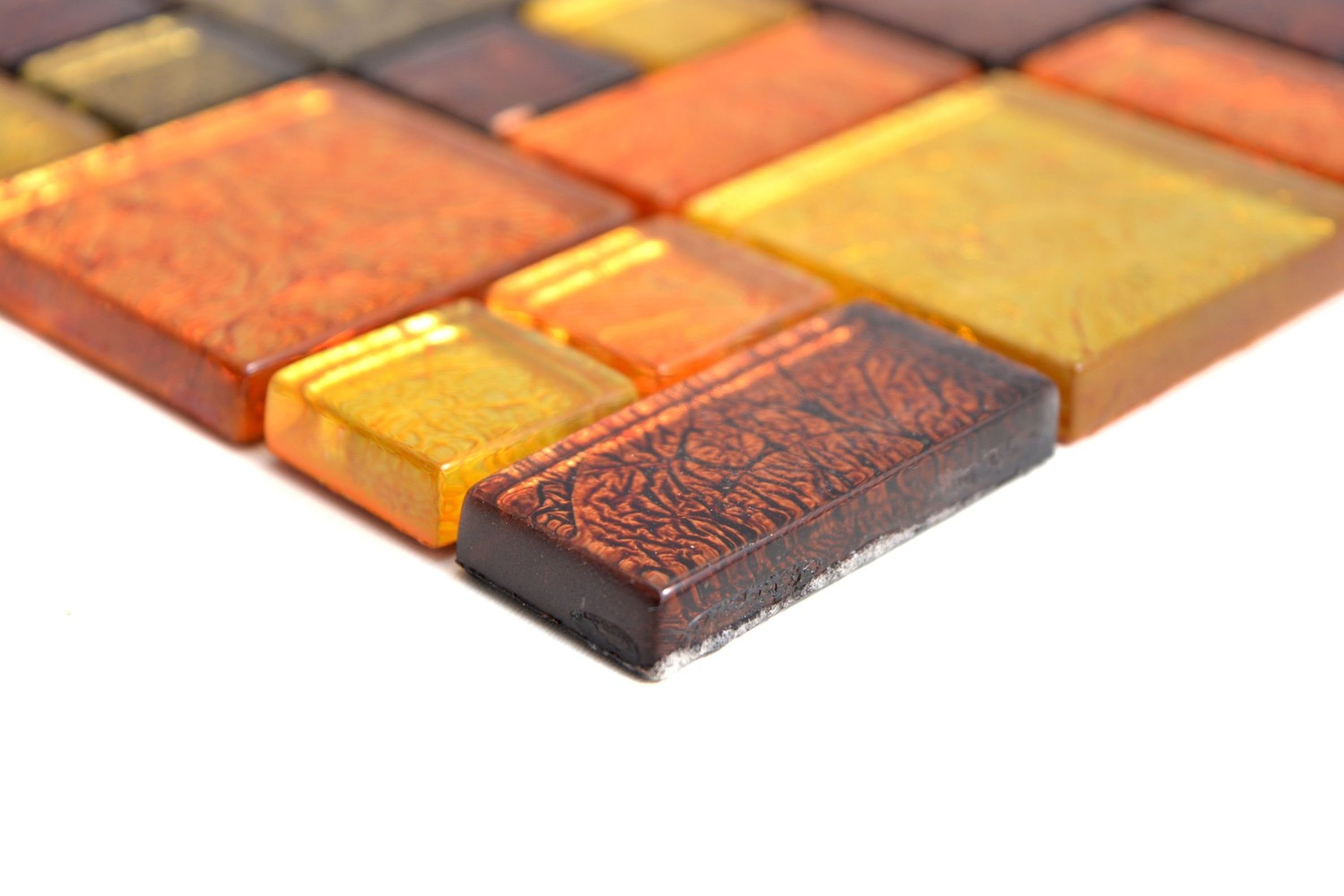 Mosani Mosaikfliesen Glasmosaik gold Mosaik Kombintation Fliesenspiegel orange Struktur