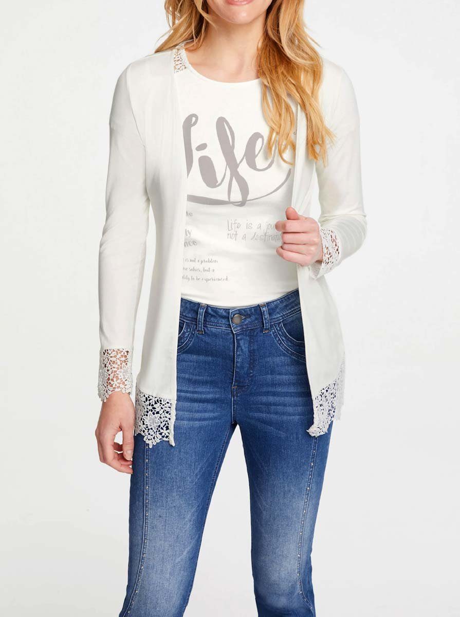HEINE T-Shirt LINEA TESINI Damen Designer-Twinset m. Spitze, offwhite mehr