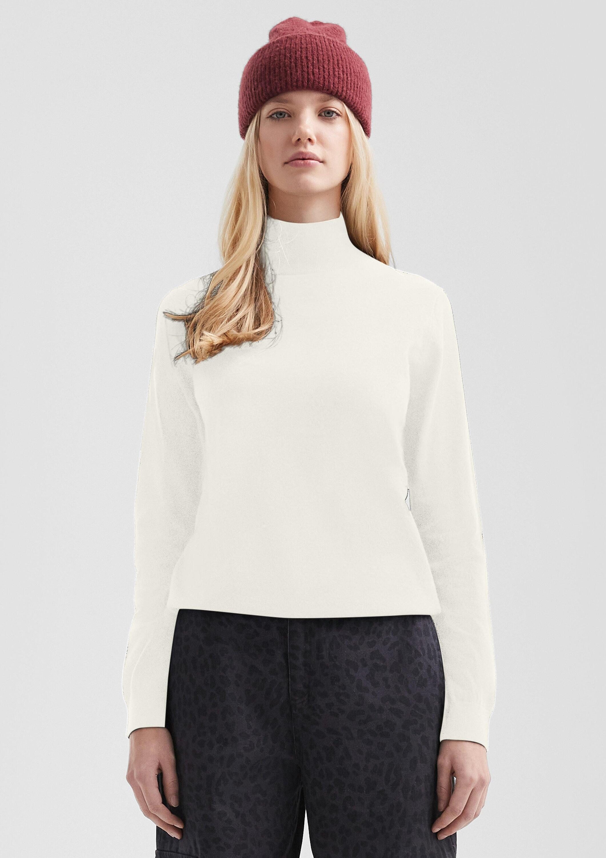 QS Longpullover Strickpullover Pullover mit Stehkragen aus Viskosemix günstig online kaufen