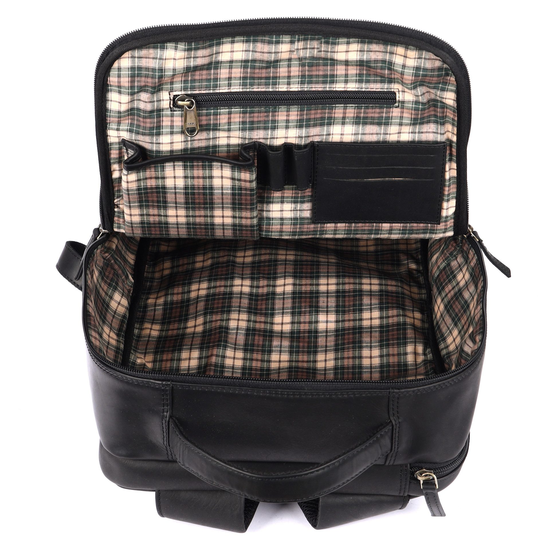 Benthill Rucksack Rucksack Echt Leder Damen Herren Lederrucksack Daypack Backpack, Reißverschlussfach – Bild 4 von 5