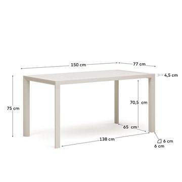 Natur24 Esstisch Gartentisch Culip 150 x 77 x 75 cm Aluminium Weiß Tisch Esstisch