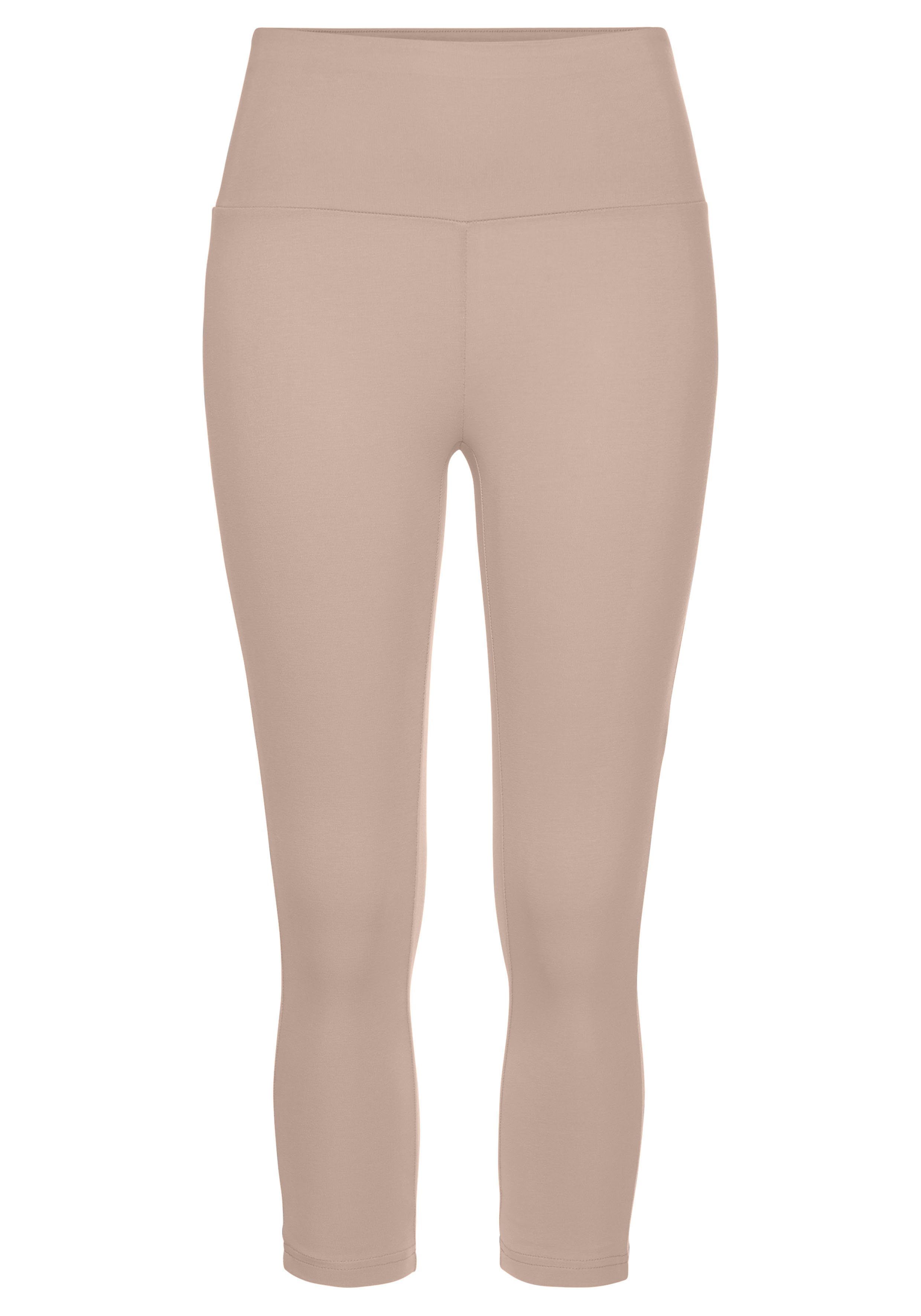 Bündchen, beige breitem Caprileggings mit weichem LASCANA Loungewear