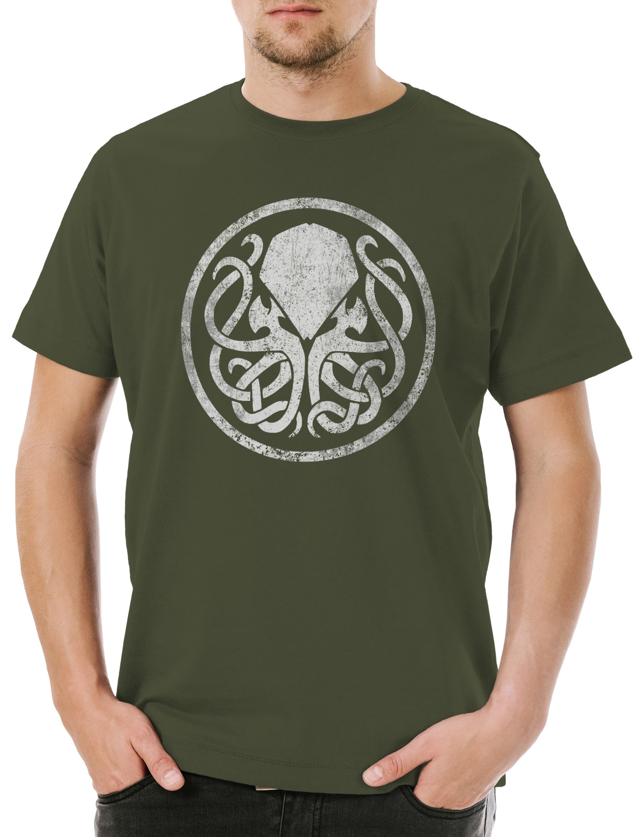 Print-Shirt Circle Logo Cthulhu Herren T-Shirt Lovecraft Arkham Horror Miskatonic