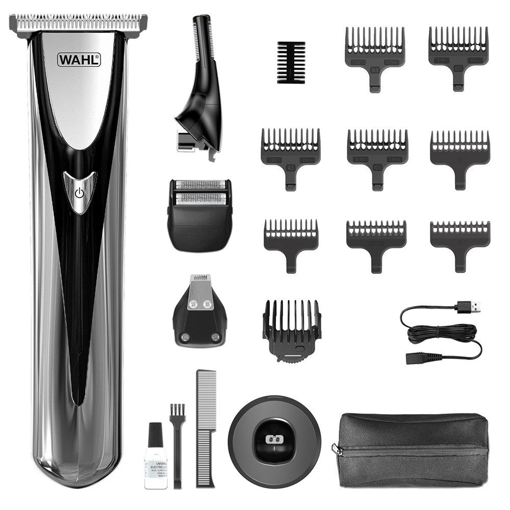 Wahl Multifunktionstrimmer Elite Groom, 20-teiliges Akku-Körperpflegeset, T-Klinge, Lithium-Ionen Technologie, Ladestation, USB-Ladung