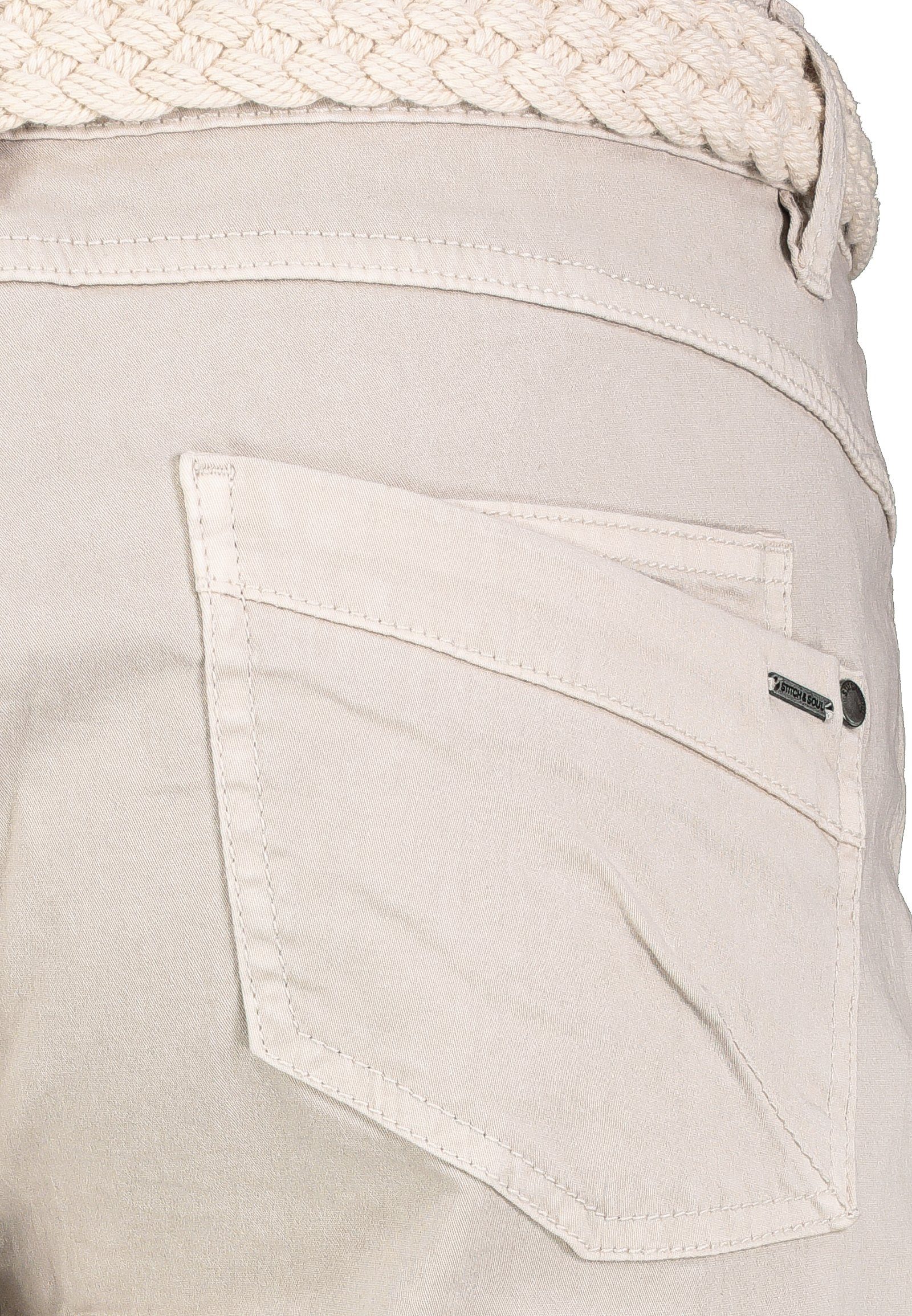 Stitch & Soul Bermudas Damen Short Bermuda kurze Hose Sommer Chino Stoff Hose mit Gürtel – Bild 5 von 5