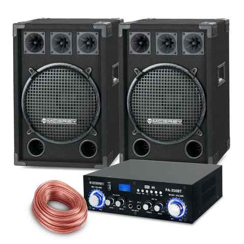 McGrey PA Komplettset DJ Anlage Party-Lautsprecher (Bluetooth, 600 W, Partyboxen 30cm (12 zoll) Subwoofer 2-Wege System - inkl. Endstufe)