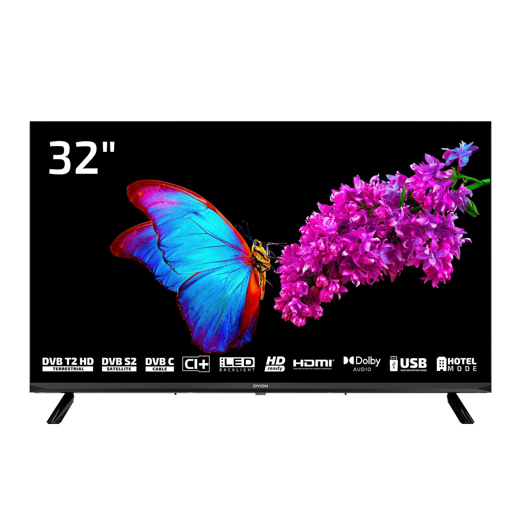 Dyon Enter 32 PRO X2 V2 LED-Fernseher (80 cm/32 Zoll, HD-Ready, Nein, 32" HD LED TV, Triple Tuner, CI+, Hotelmodus, Mediaplayer, EPG)